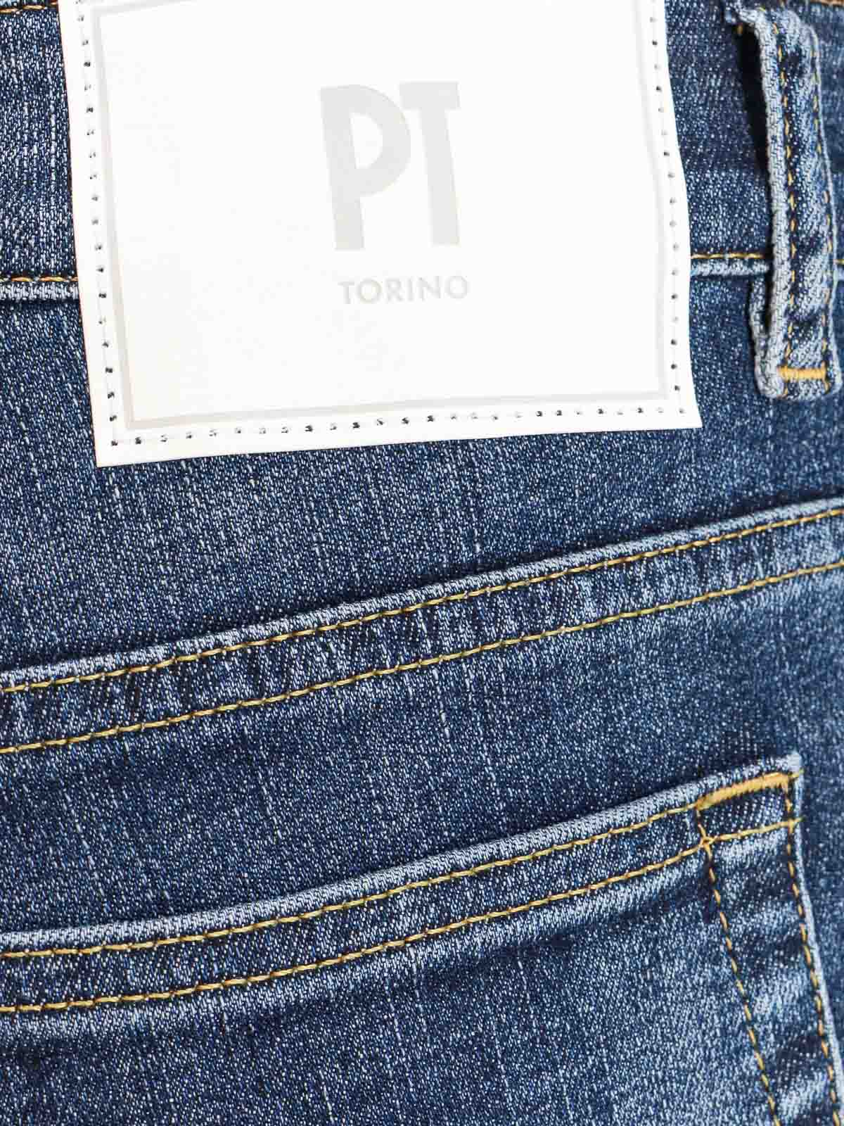 Shop Pt Torino Stretch Cotton Jeans In Blue