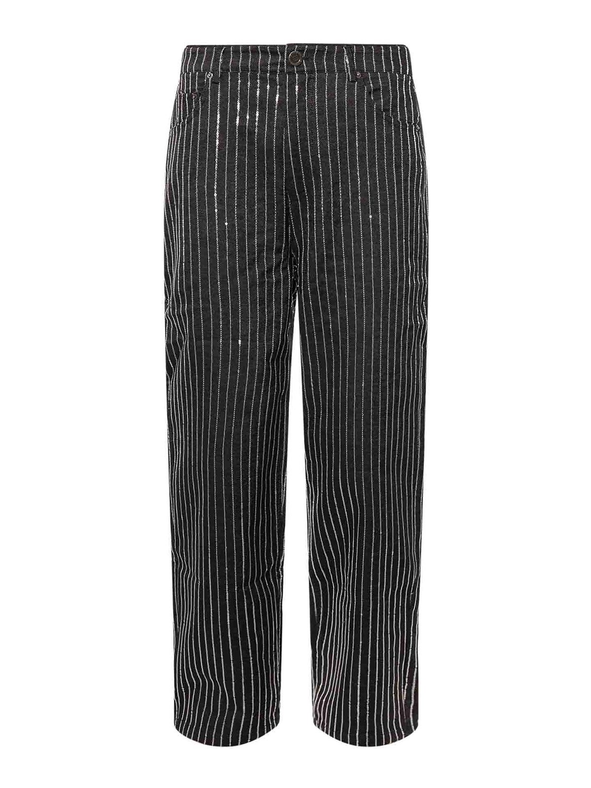 Shop Rotate Birger Christensen Cotton Trouser With Sequins In Black