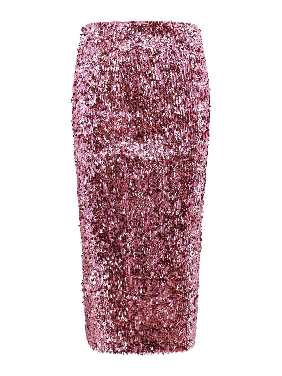 Shop Rotate Birger Christensen Skirt With All-over Sequins In Pink