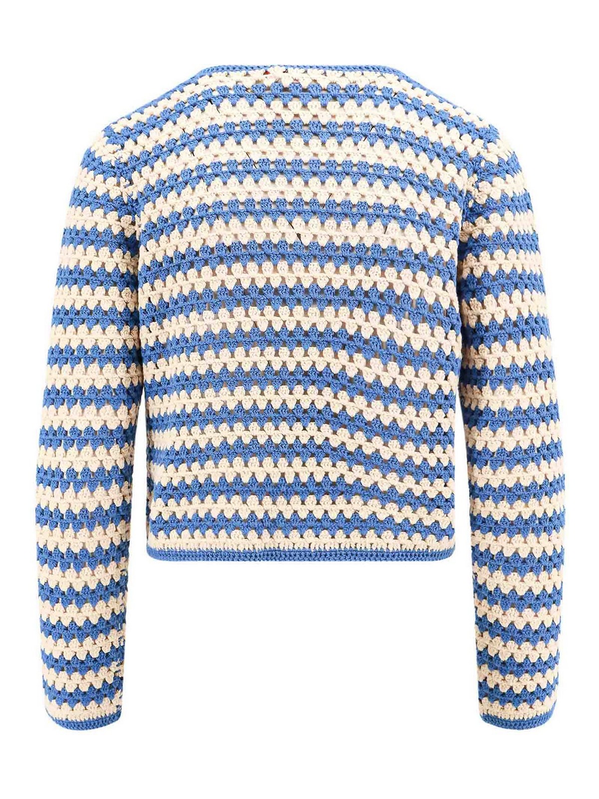 Shop Semicouture Cotton Cardigan With Striped Motif In Azul