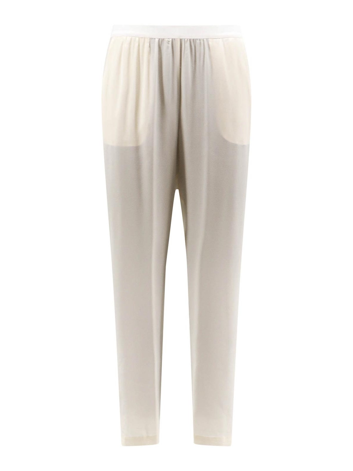 Shop Semicouture Silk Blend Trouser In White