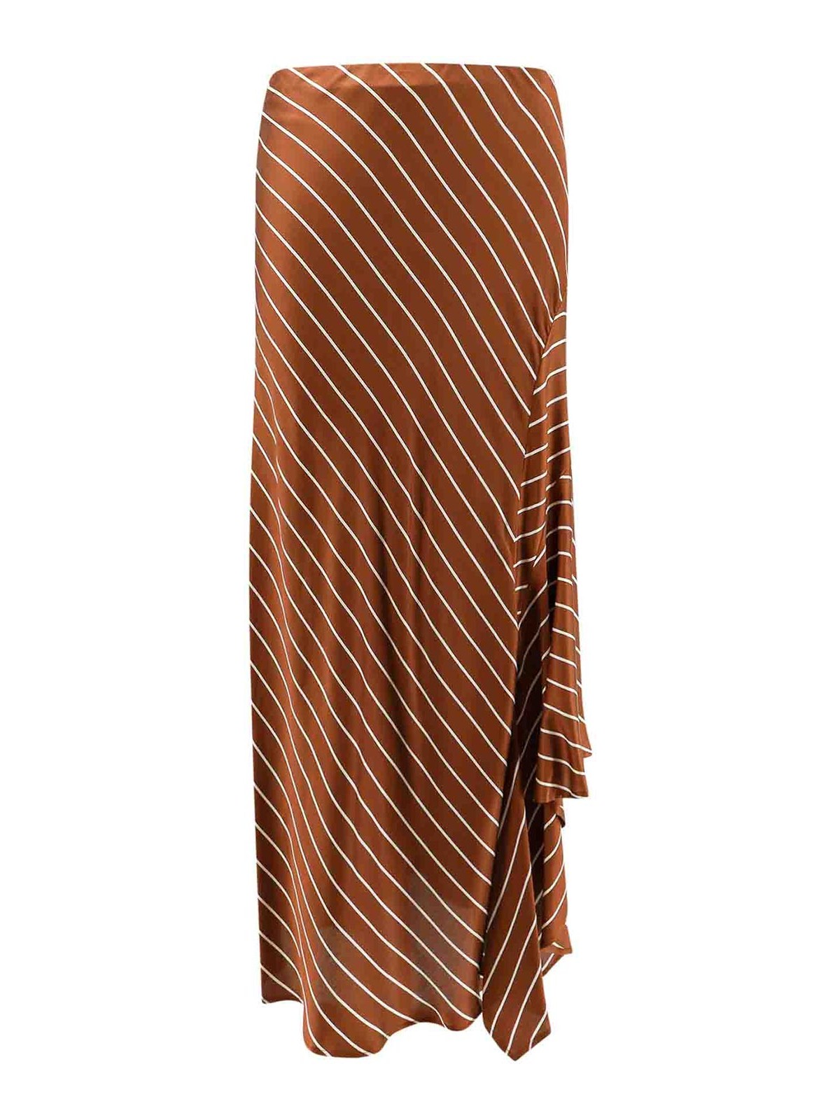 Shop Semicouture Viscose Skirt With Striped Motif In Brown