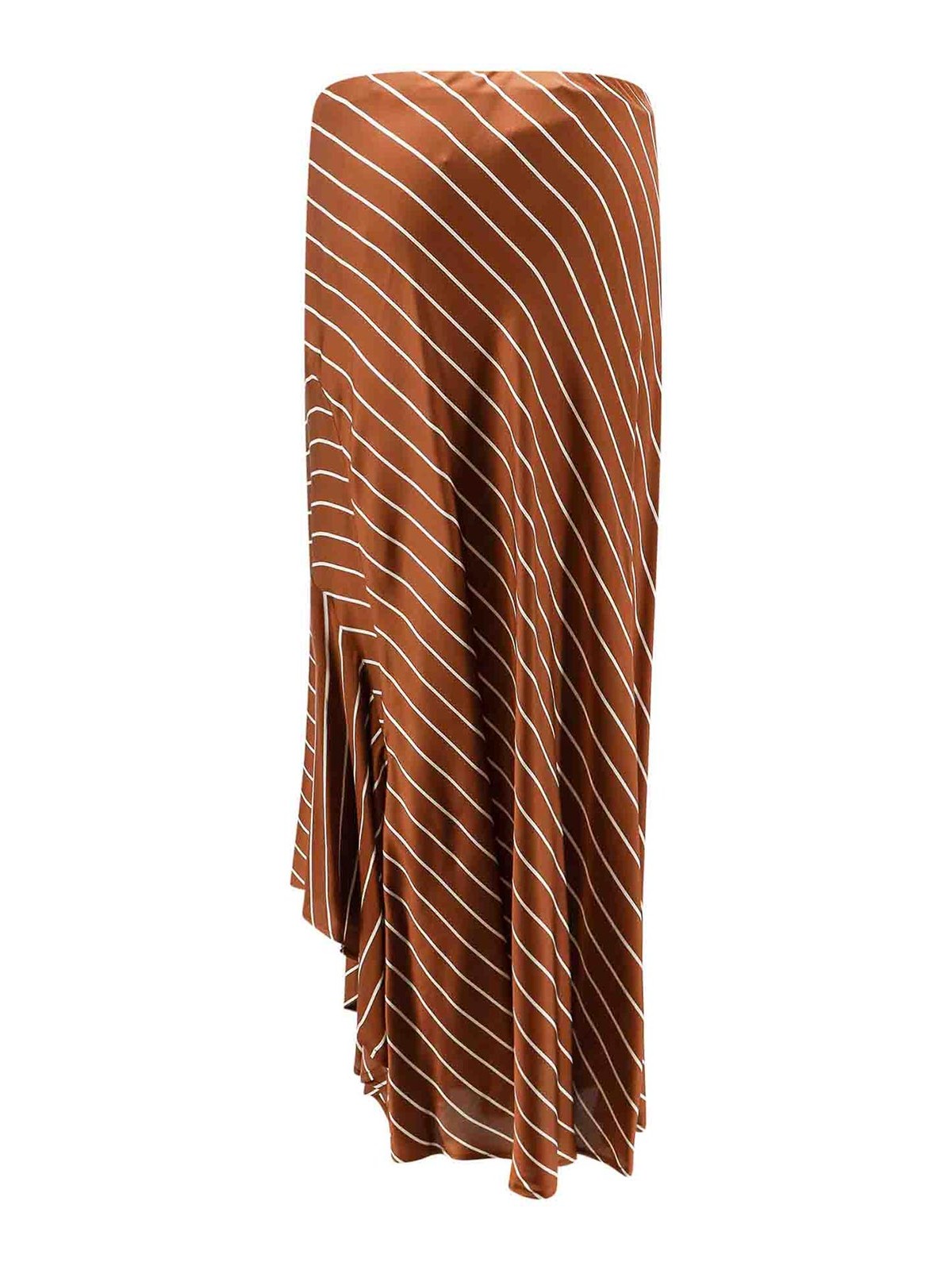 Shop Semicouture Viscose Skirt With Striped Motif In Brown