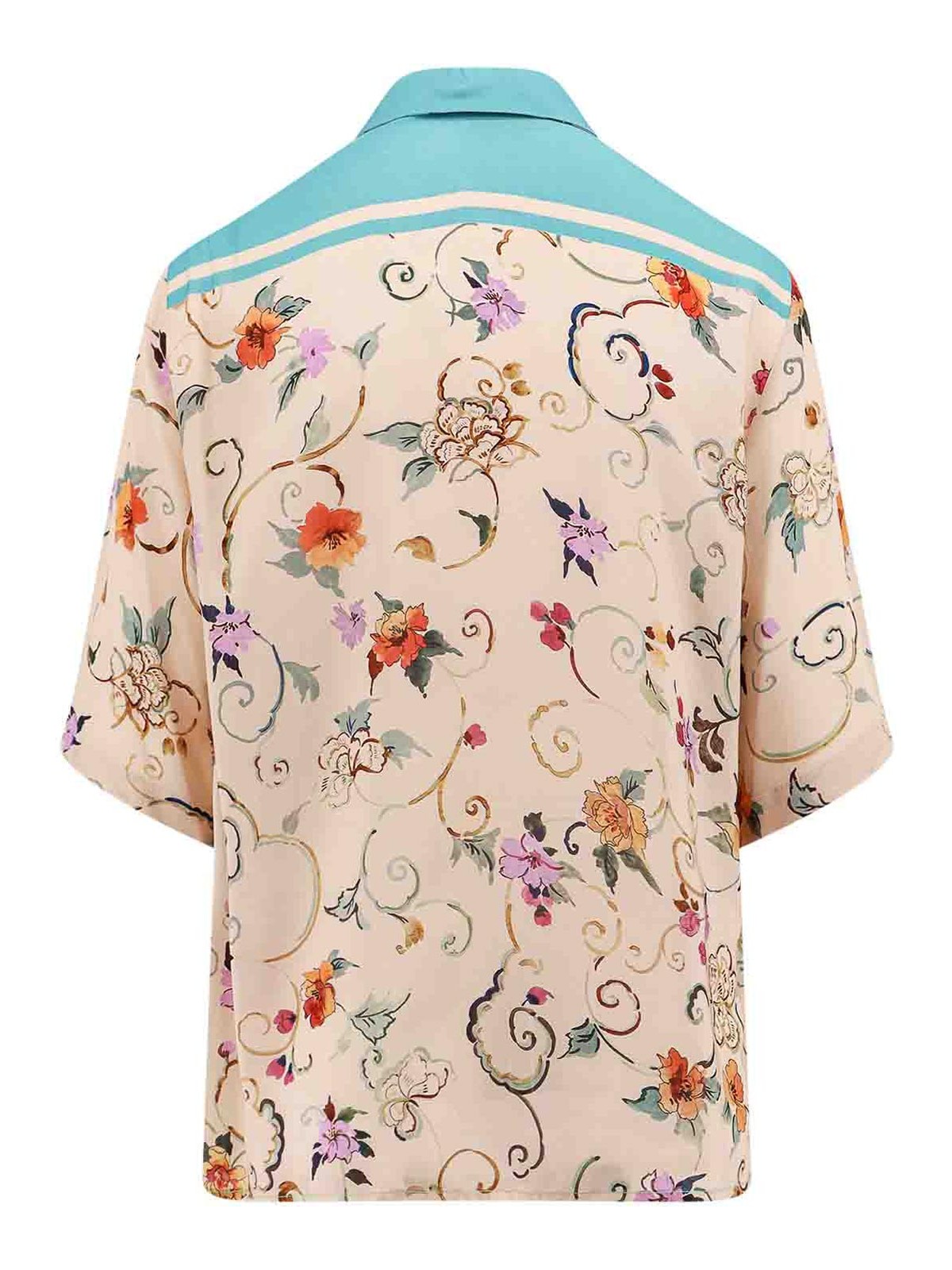 Shop Semicouture Viscose Shirt With Floral Print In Beige