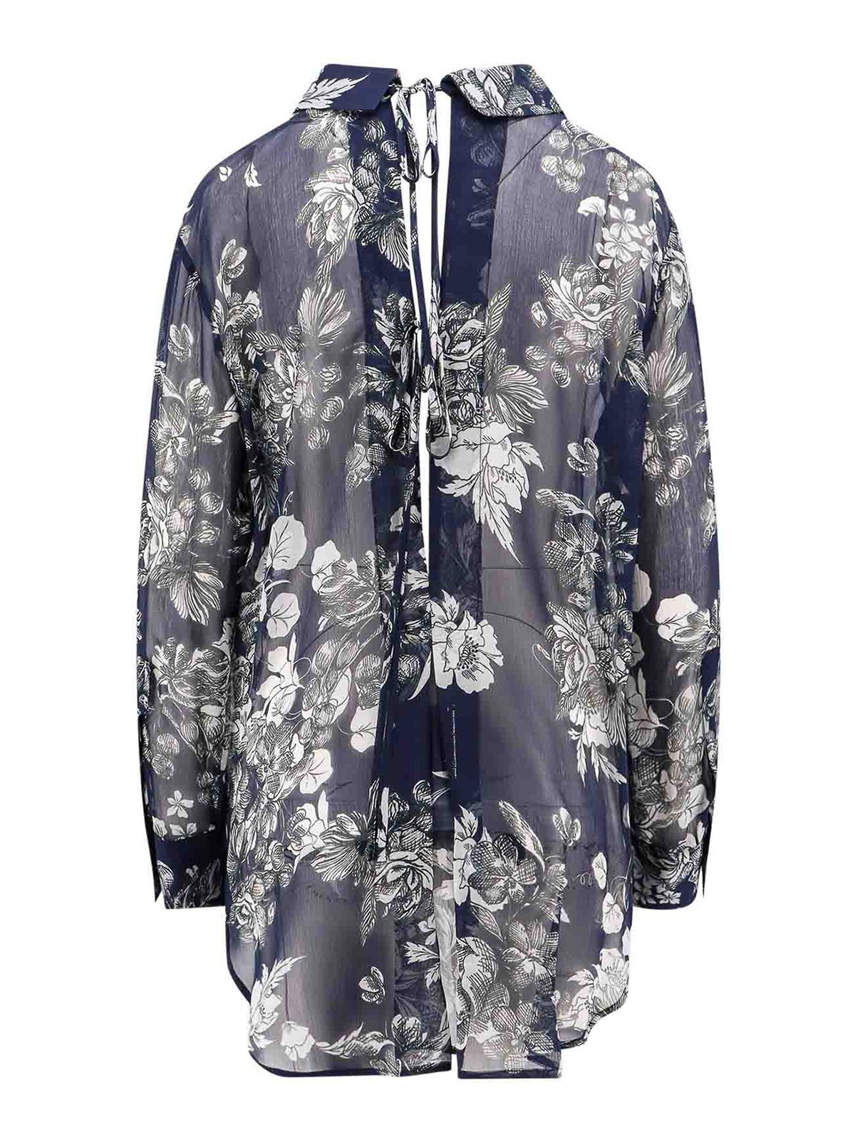 Shop Semicouture Viscose Shirt With Floral Print In Azul