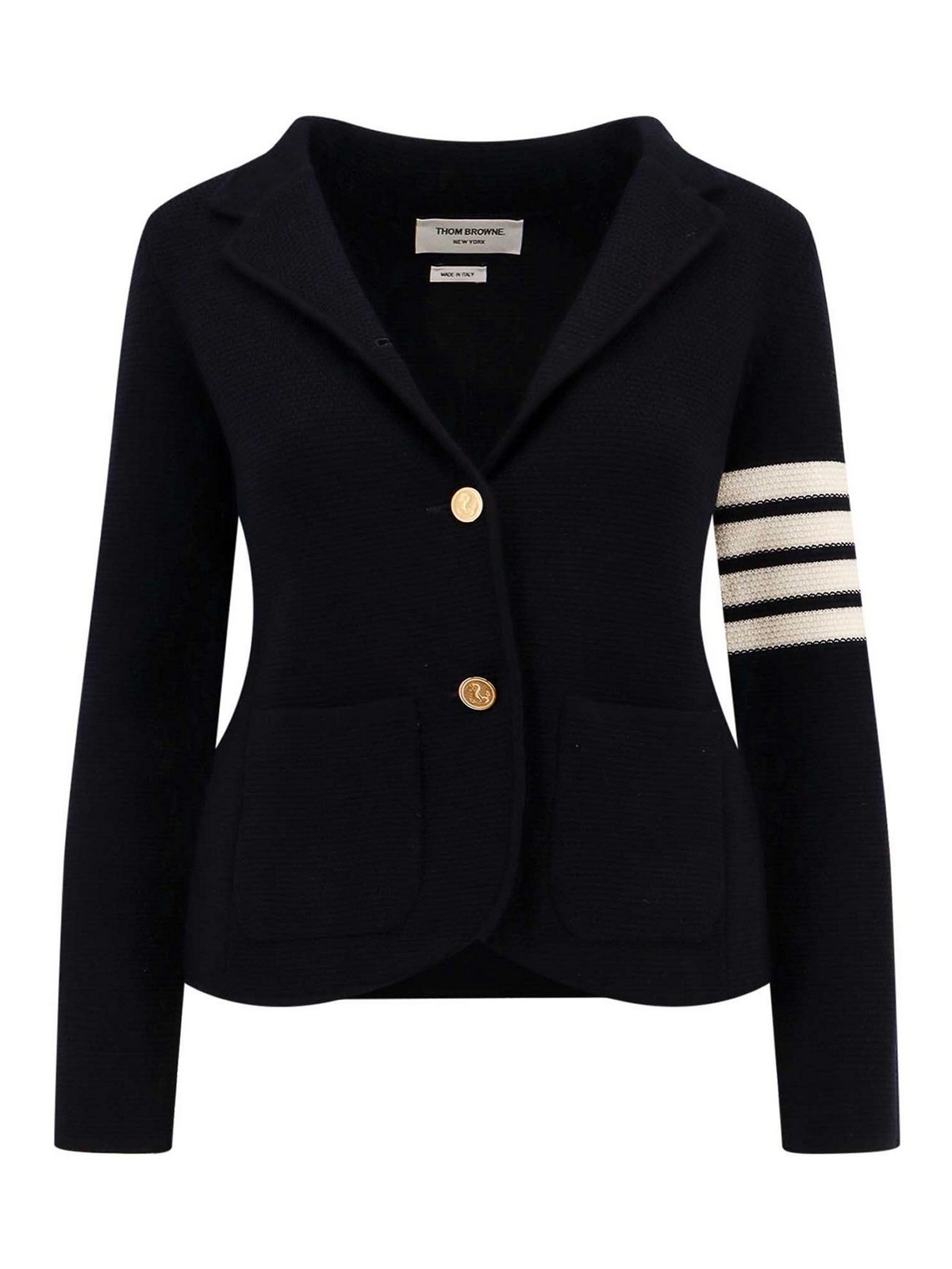 Shop Thom Browne Wool Blazer With Metal Buttons In Blue