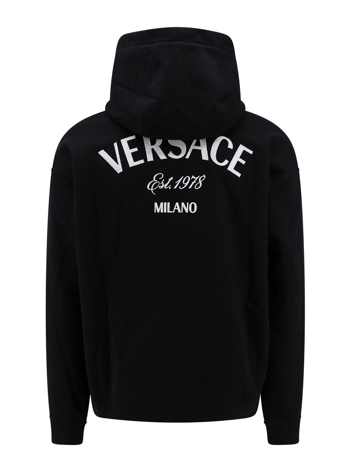 Shop Versace Cotton Sweatshirt With Iconic Embroidery In Black