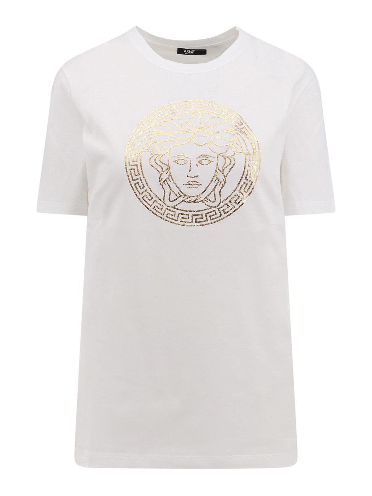 Shop Versace Cotton T-shirt With Logo Print In White