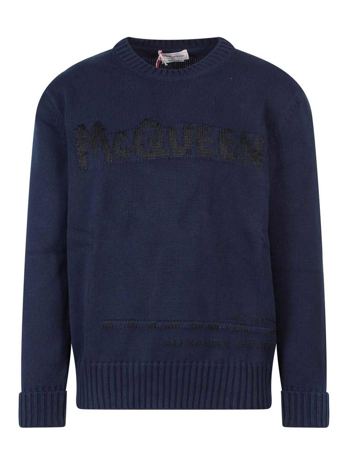 Shop Alexander Mcqueen Mcqueen Graffiti Cotton Sweater In Blue