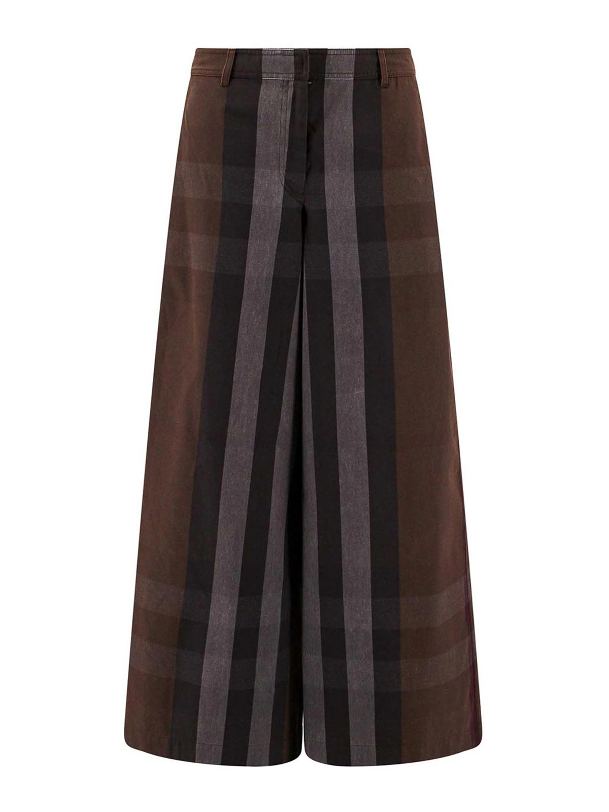 Shop Burberry Wide Leg Trouser With Brown Check Print