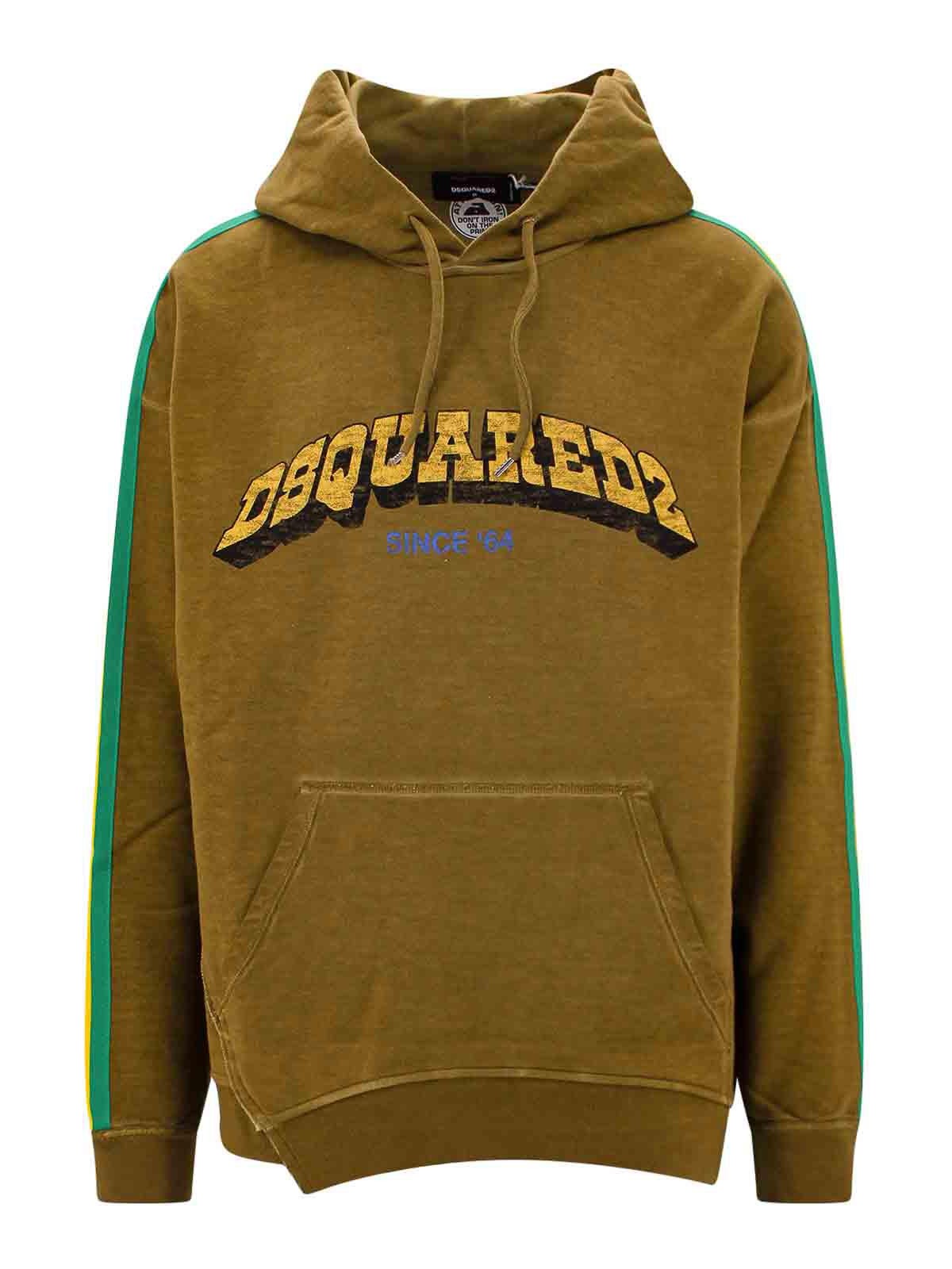 Shop Dsquared2 Cotton Sweatshirt With Frontal Logo In Green