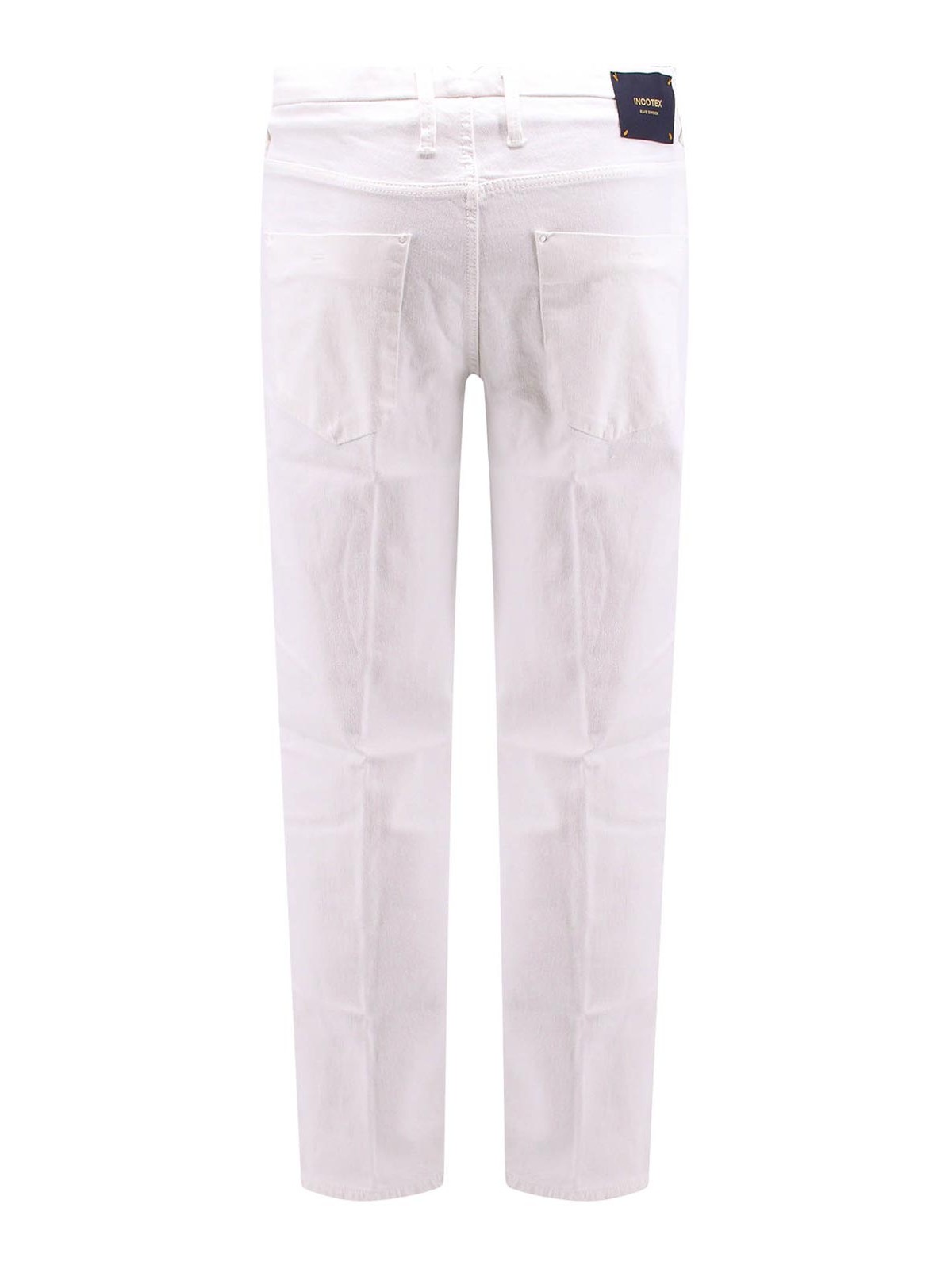Shop Incotex Stretch Cotton Trouser In White