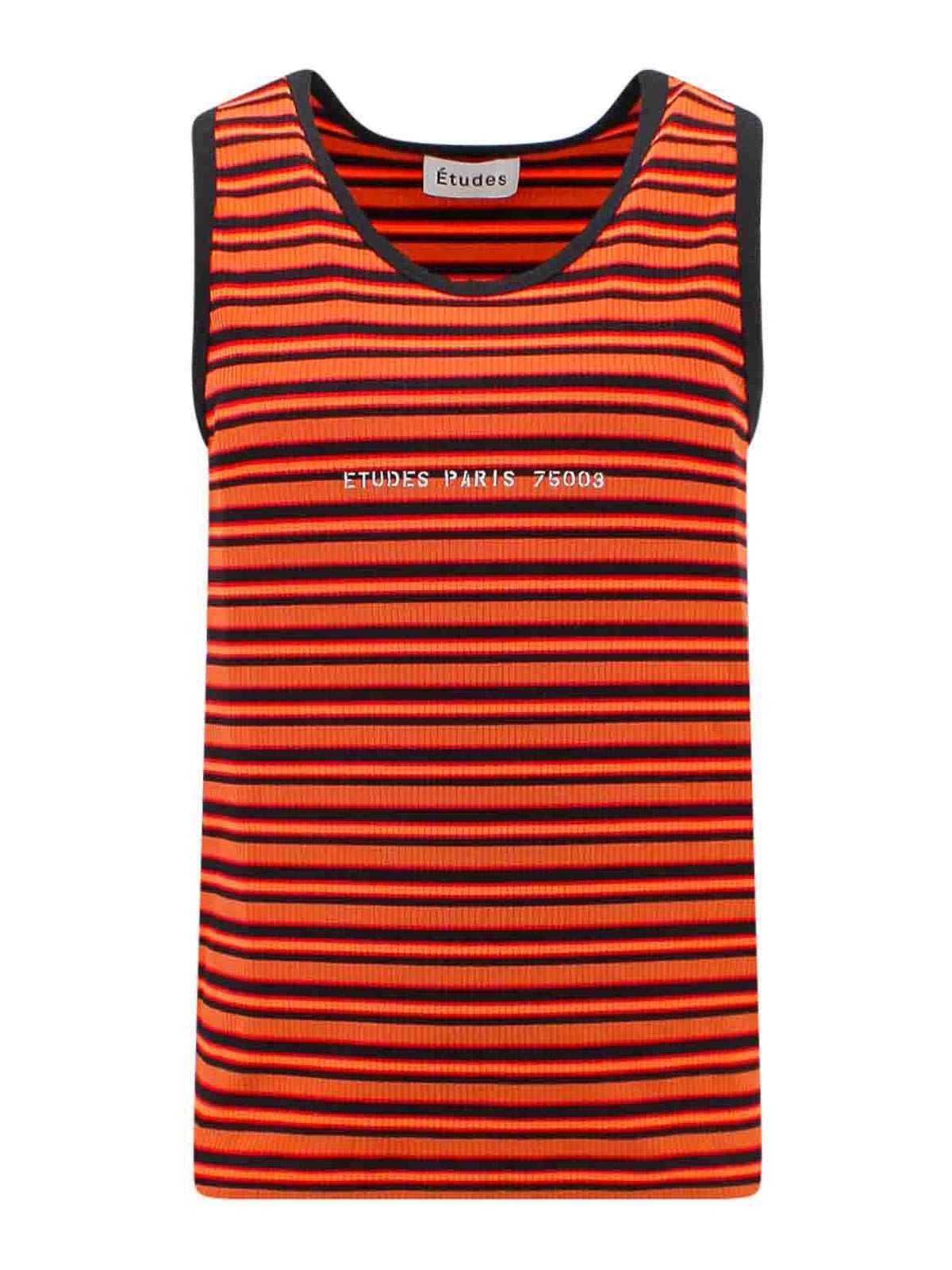 Shop Etudes Studio Ribbed Tank Top With Striped Pattern In Orange