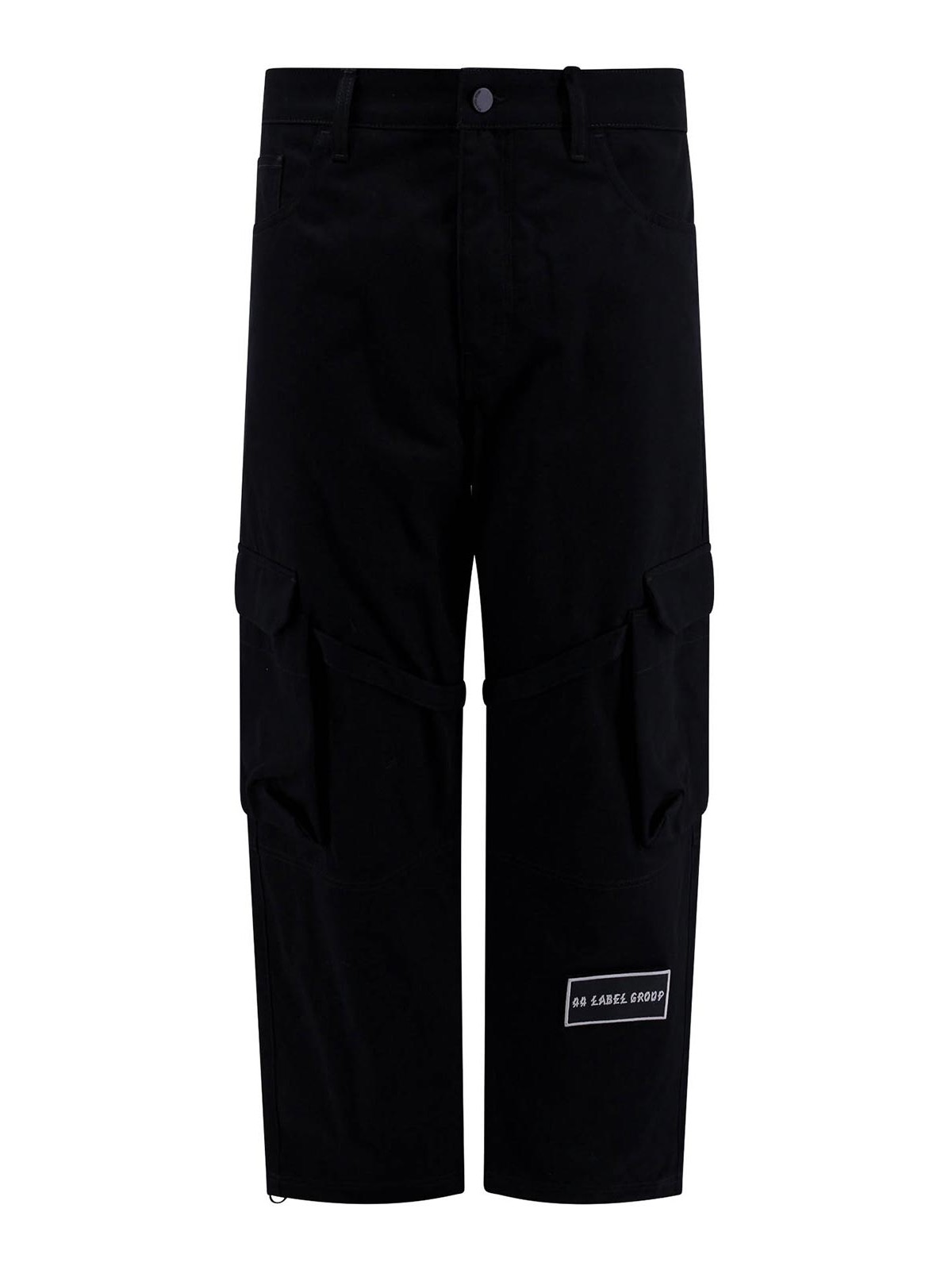 44 Label Group Cotton Cargo Trouser With Logo Patch In Negro