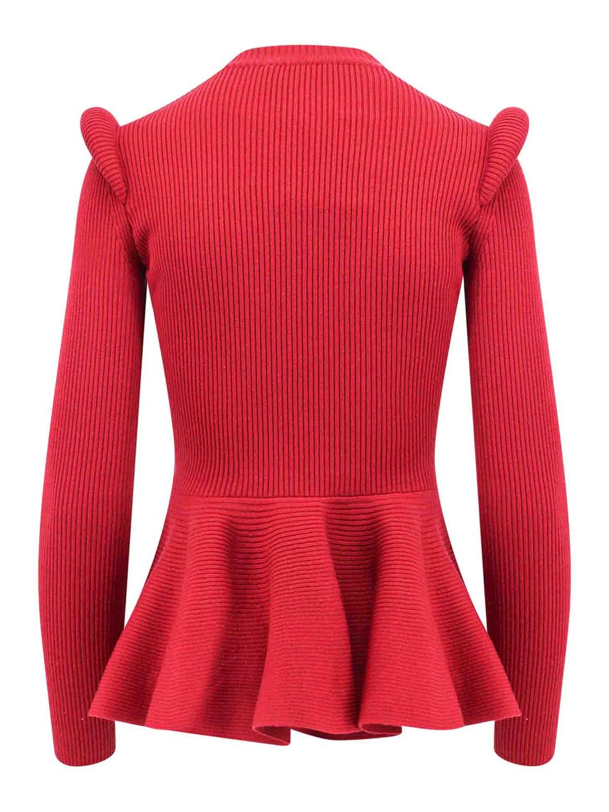 Shop Alexander Mcqueen Stretch Wool Flared Sweater In Rojo