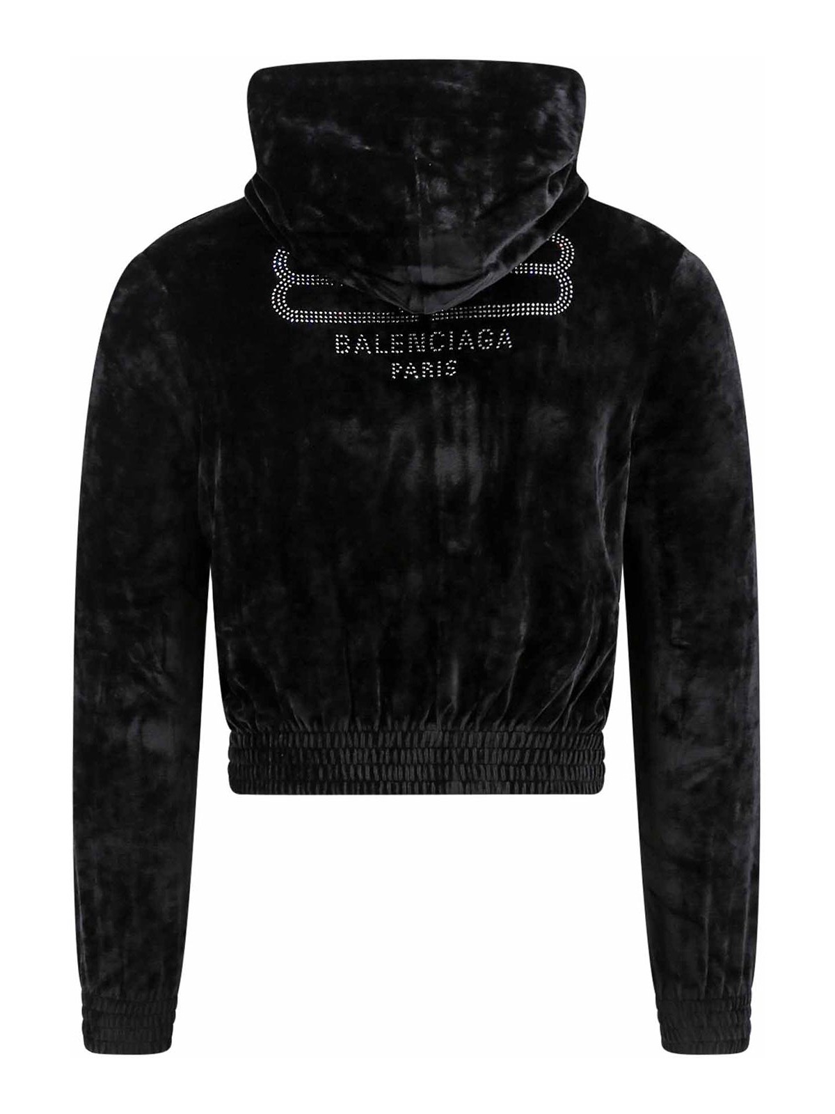 Shop Balenciaga Velvet Sweatshirt With Back Bb Paris Motif In Black