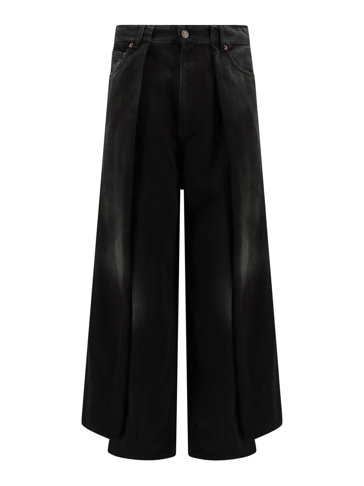 Balenciaga Double Side Unisex Grey Denim Trouser In Black
