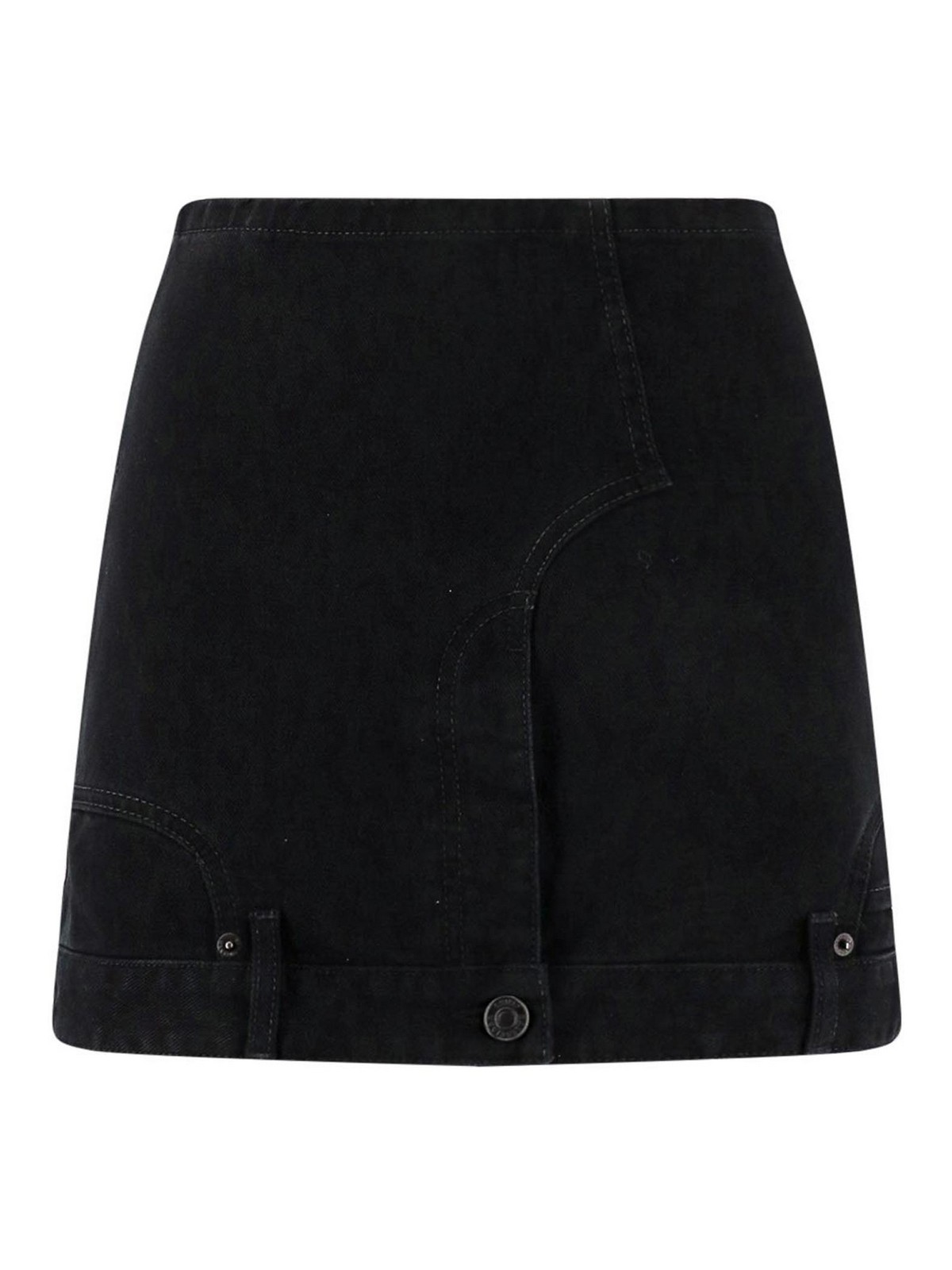 Shop Balenciaga Black Denim Skirt In Negro