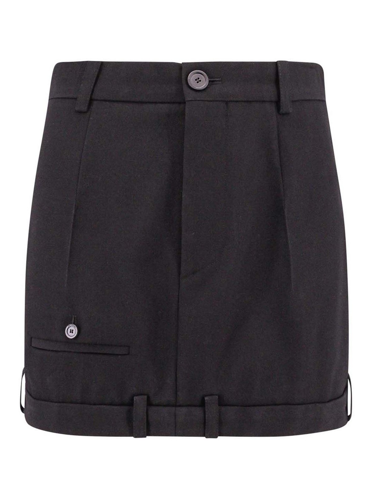 Balenciaga Wool Deconstructured Skirt In Negro