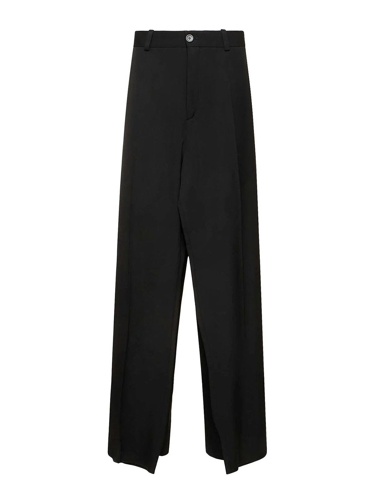 Shop Balenciaga Double Front Wool Trouser In Black