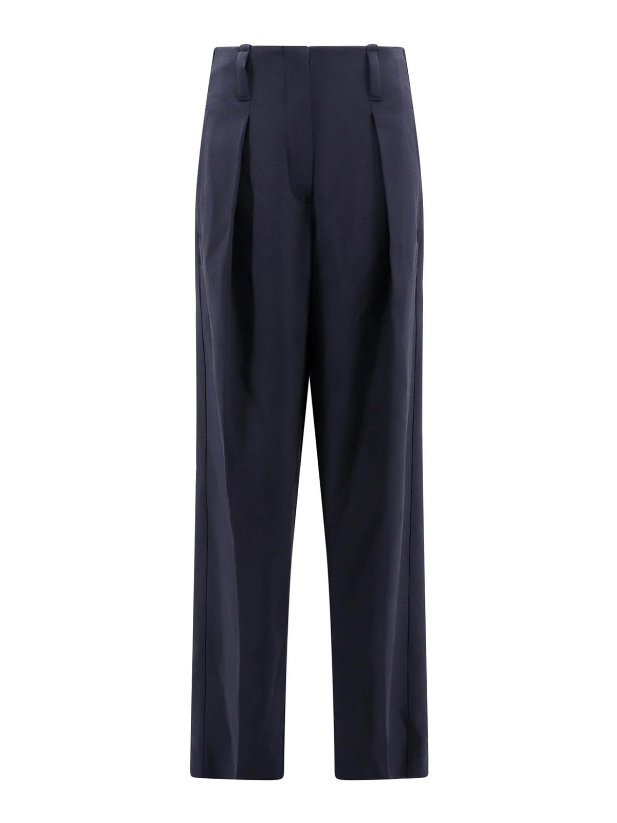 Brunello Cucinelli Wool Blend Trouser With Monile Detail In Blue