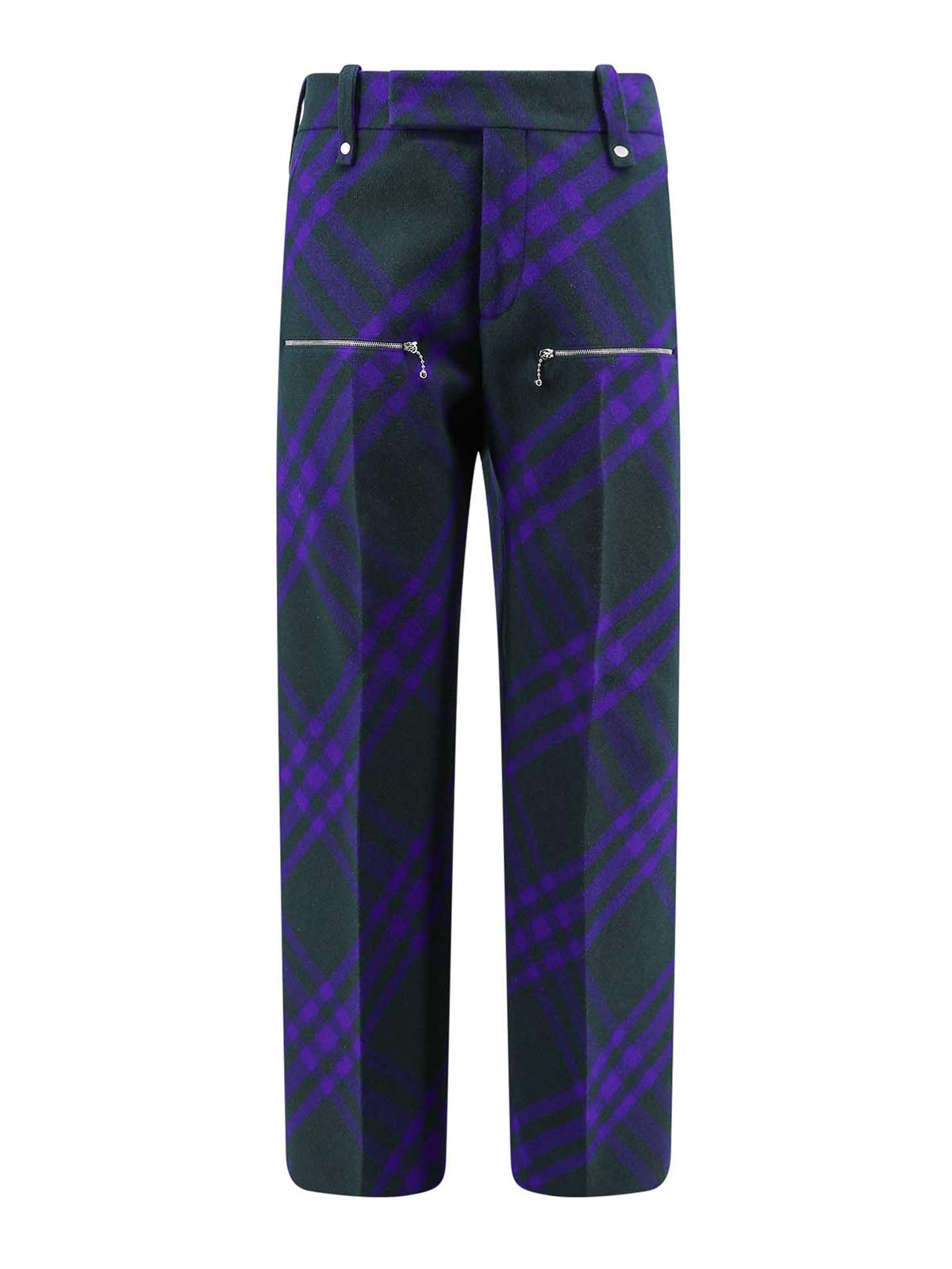 Shop Burberry Check Wool Trouser In Multicolor