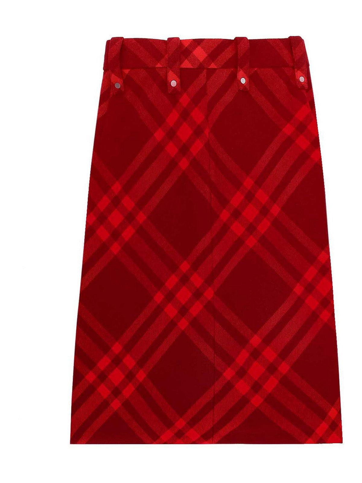 Shop Burberry Wool Skirt With Check Motif In Red