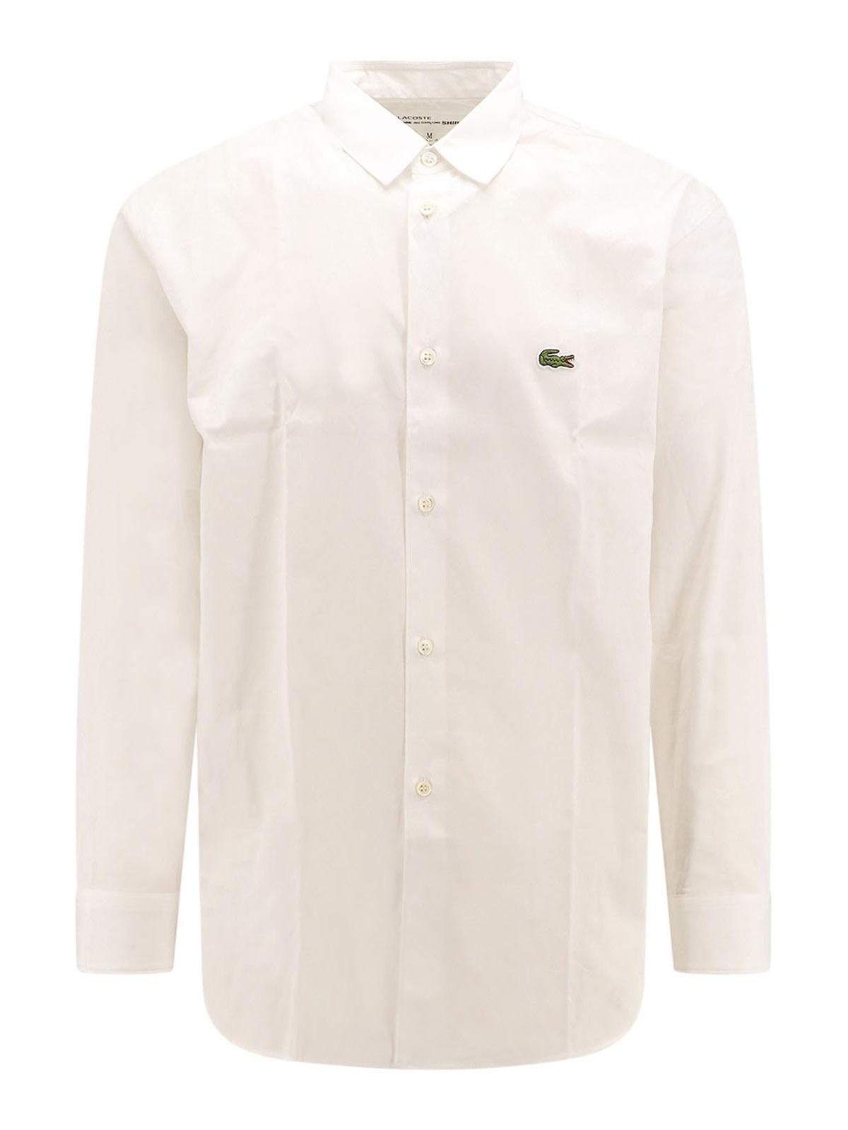 Shop Comme Des Garçons Shirt Cotton Shirt With Frontal Lacoste Patch In White