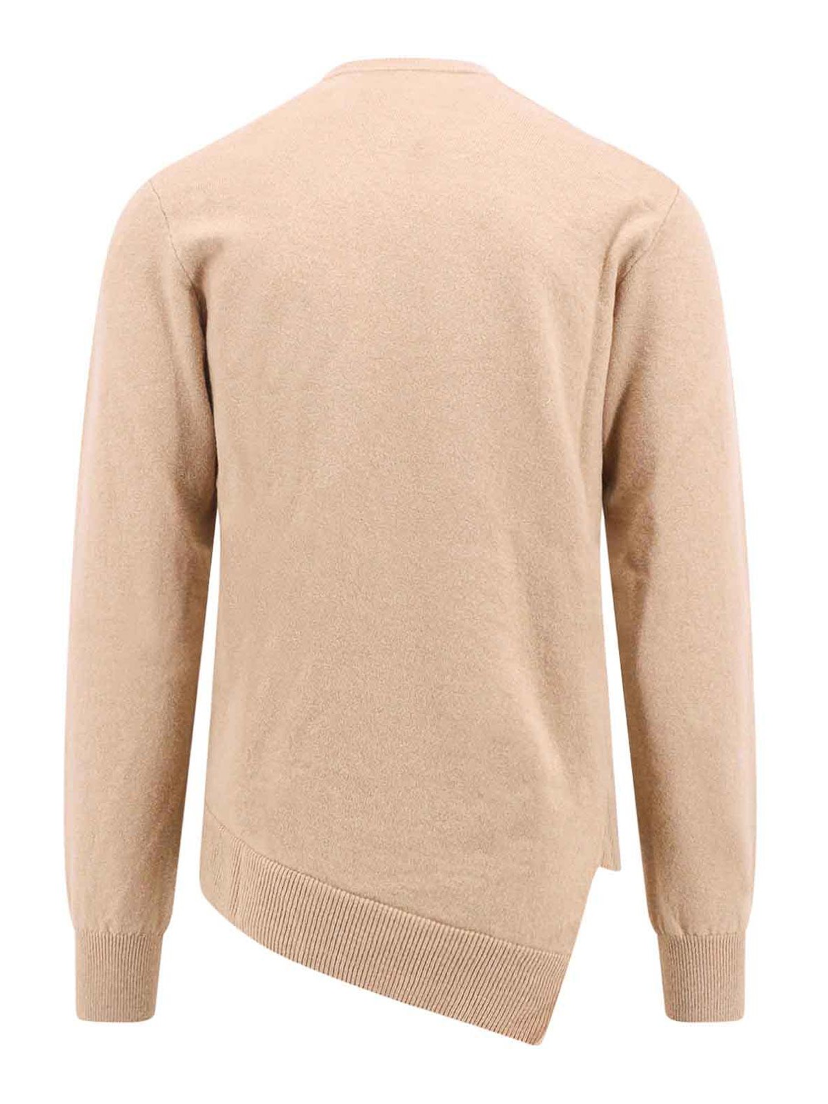 Shop Comme Des Garçons Shirt Wool Sweater With Embroidered Lacoste Patch In Beige