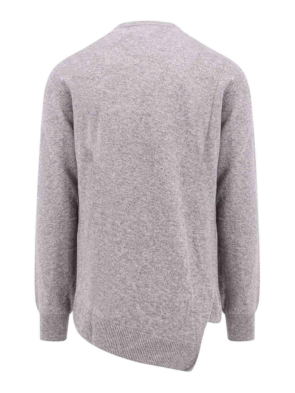 Shop Comme Des Garçons Shirt Wool Sweater With Embroidered Lacoste Patch In Gris