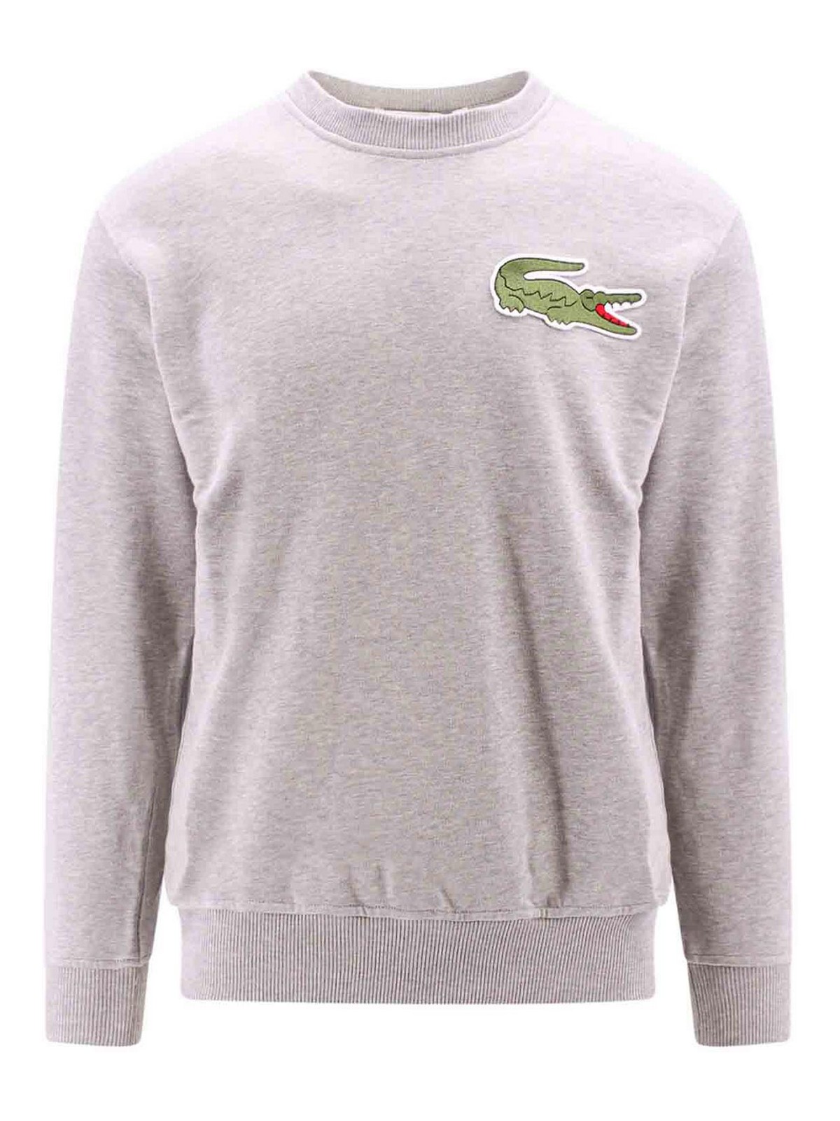 Comme Des Garçons Shirt Cotton Sweatshirt With Frontal Lacoste Patch In Grey