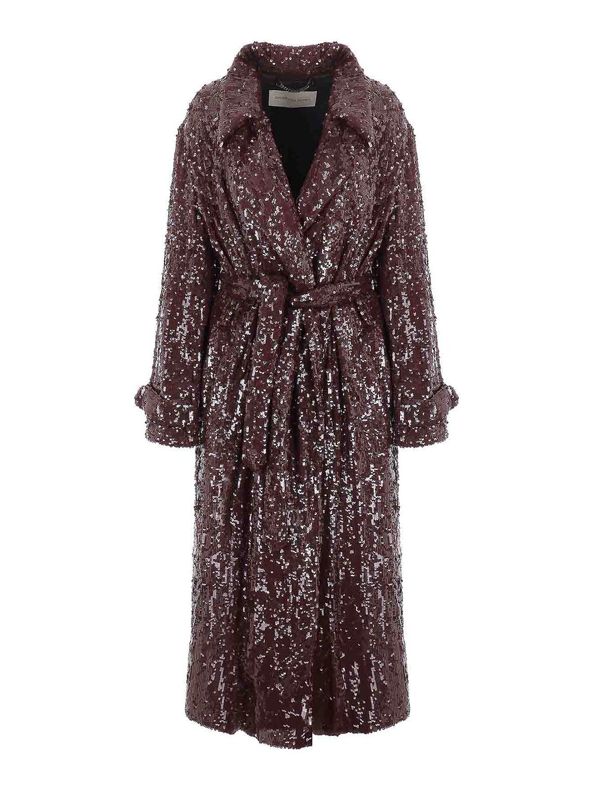 Shop Dries Van Noten Coat With All-over Sequins In Rojo