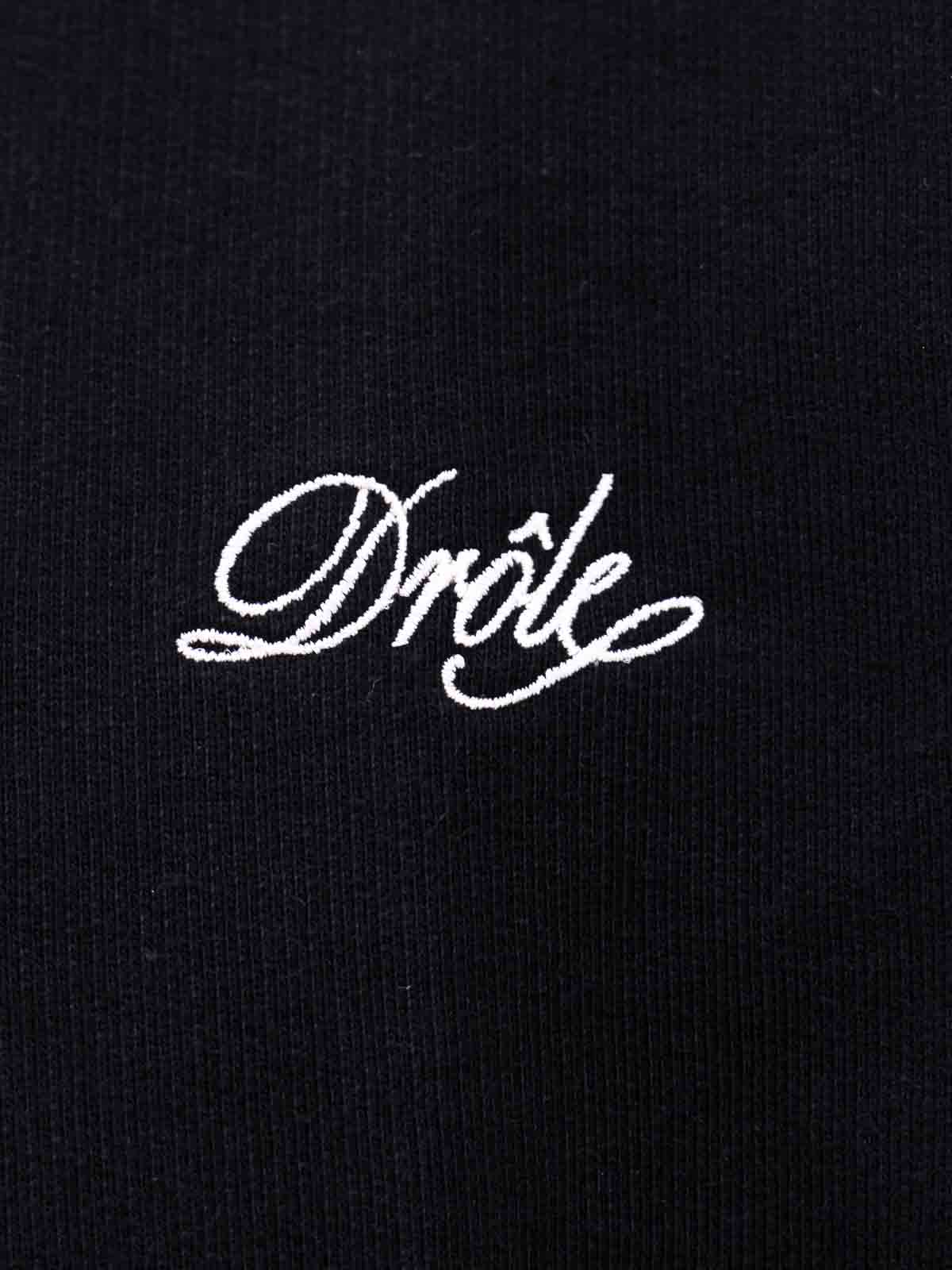Shop Drôle De Monsieur Cotton Sweatshirt With Embroidered Logo In Black