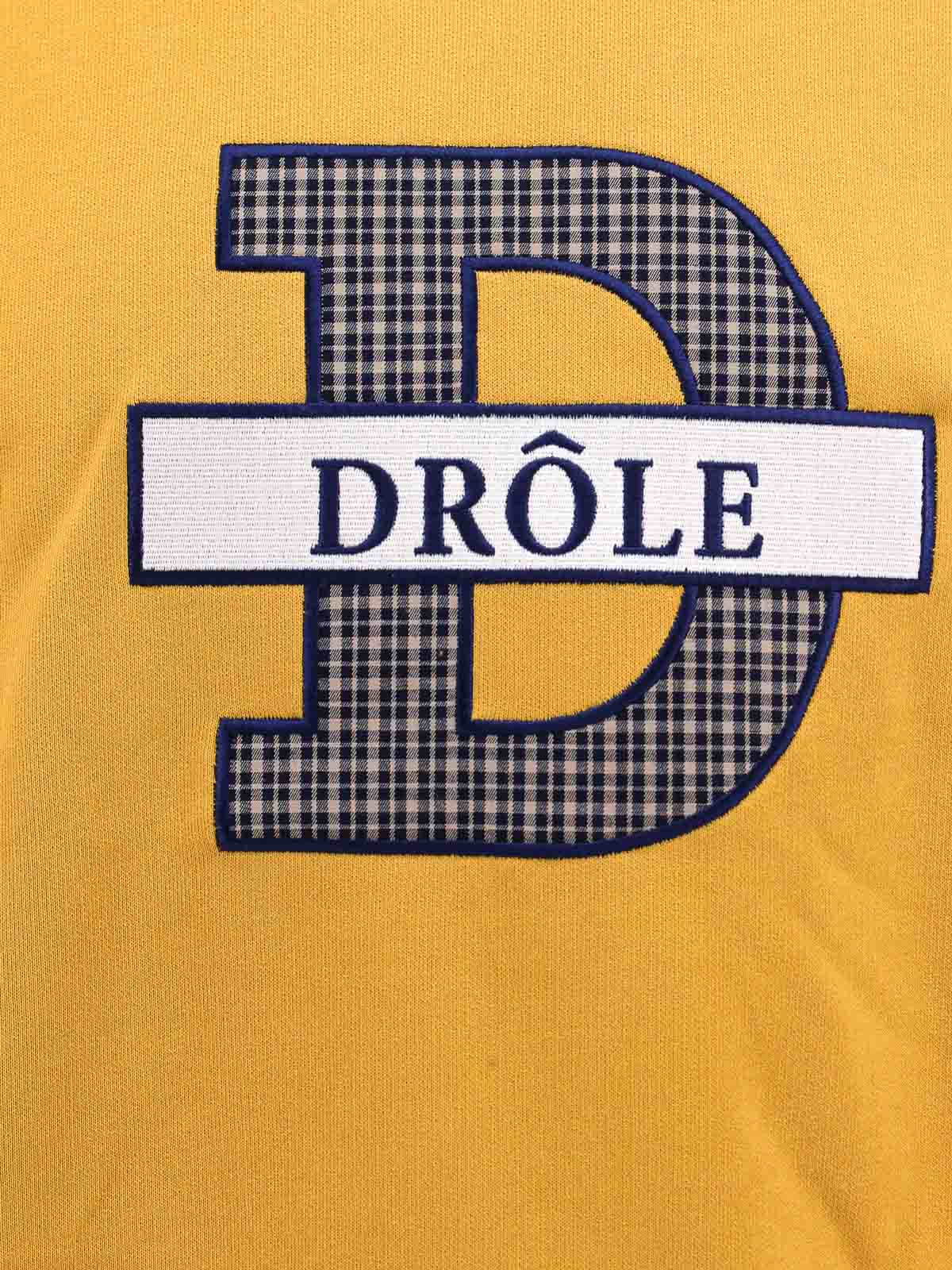 Shop Drôle De Monsieur Cotton Sweatshirt With Frontal Monogram In Yellow