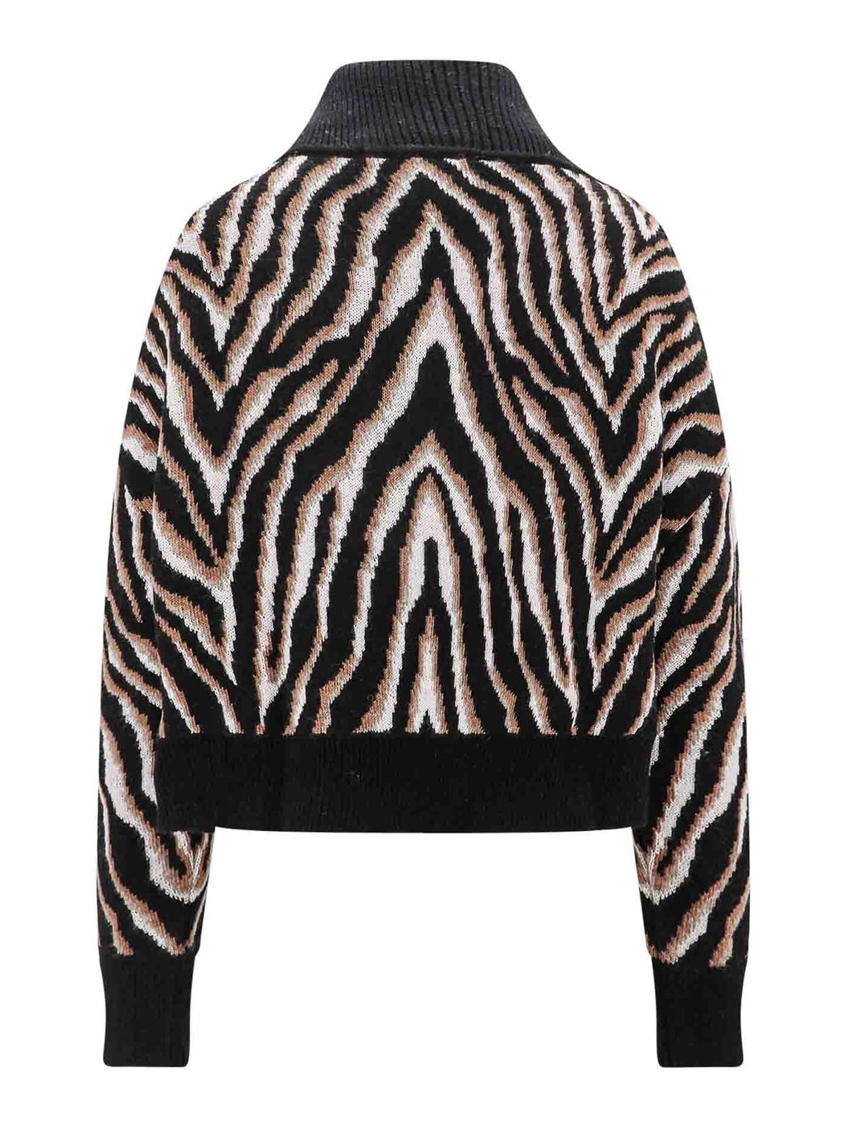 Shop Erika Cavallini Wool Sweater With Animalier Motif In Beige