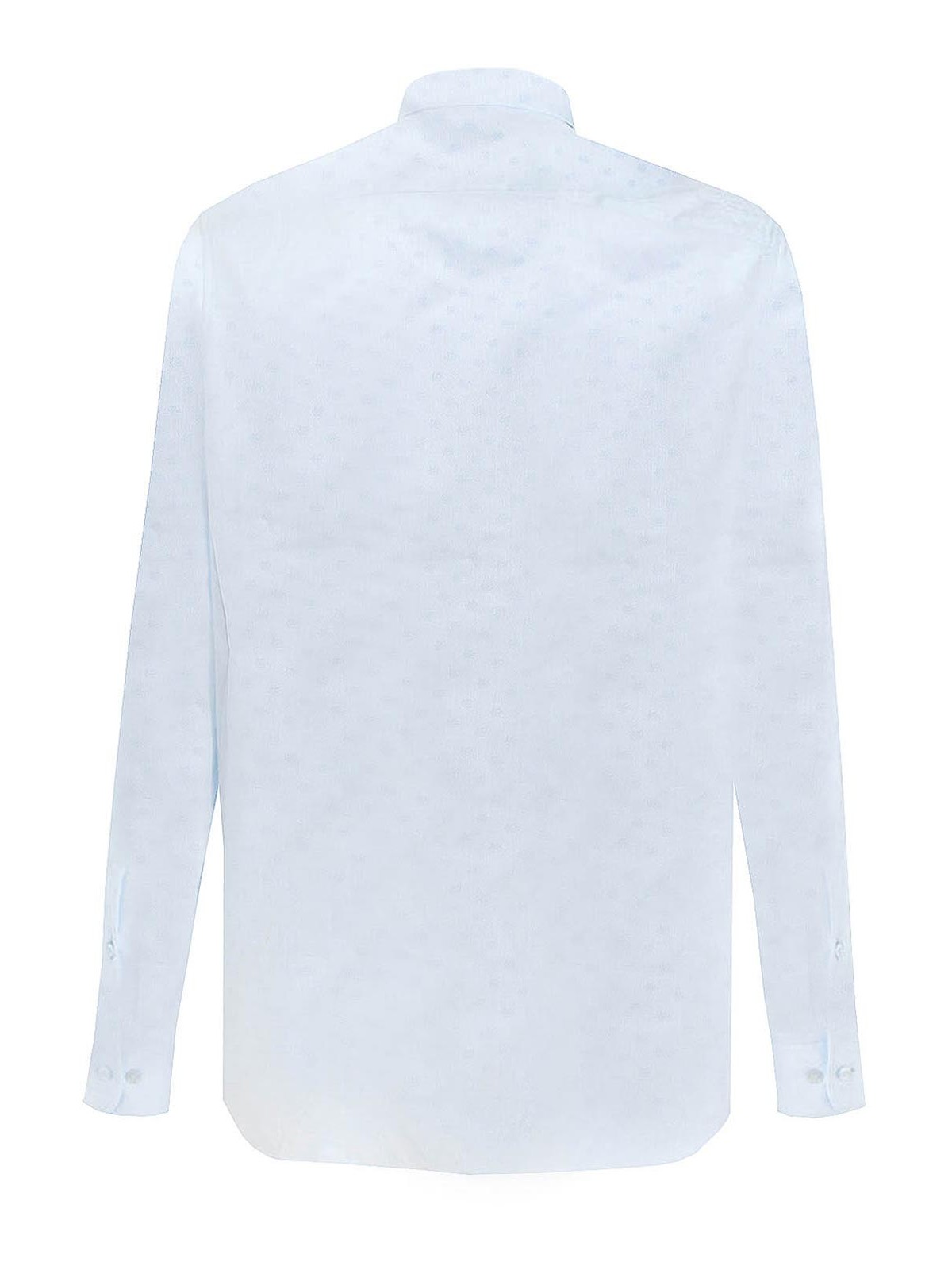 Shop Etro Cotton Shirt With All-over  Pegaso Logo In Blue