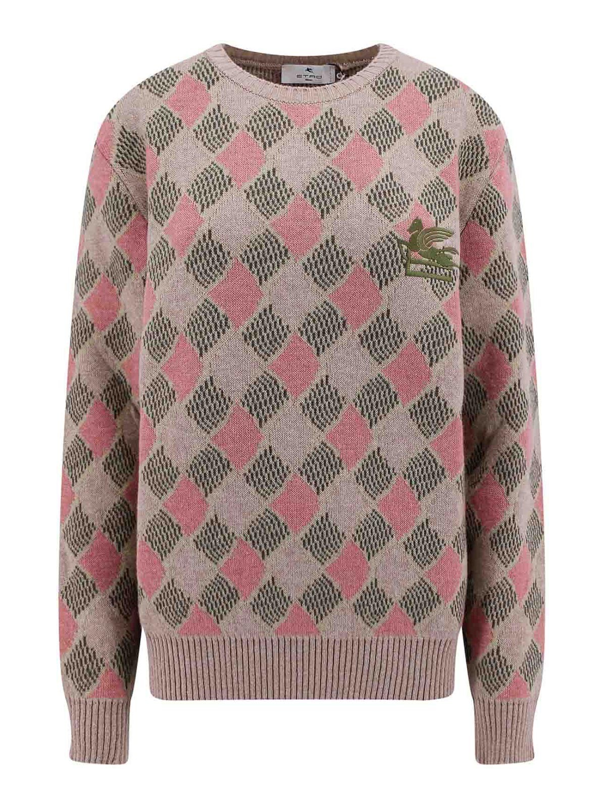 Etro Wool Jumper With Embossed Iconic Embroidery In Multicolour