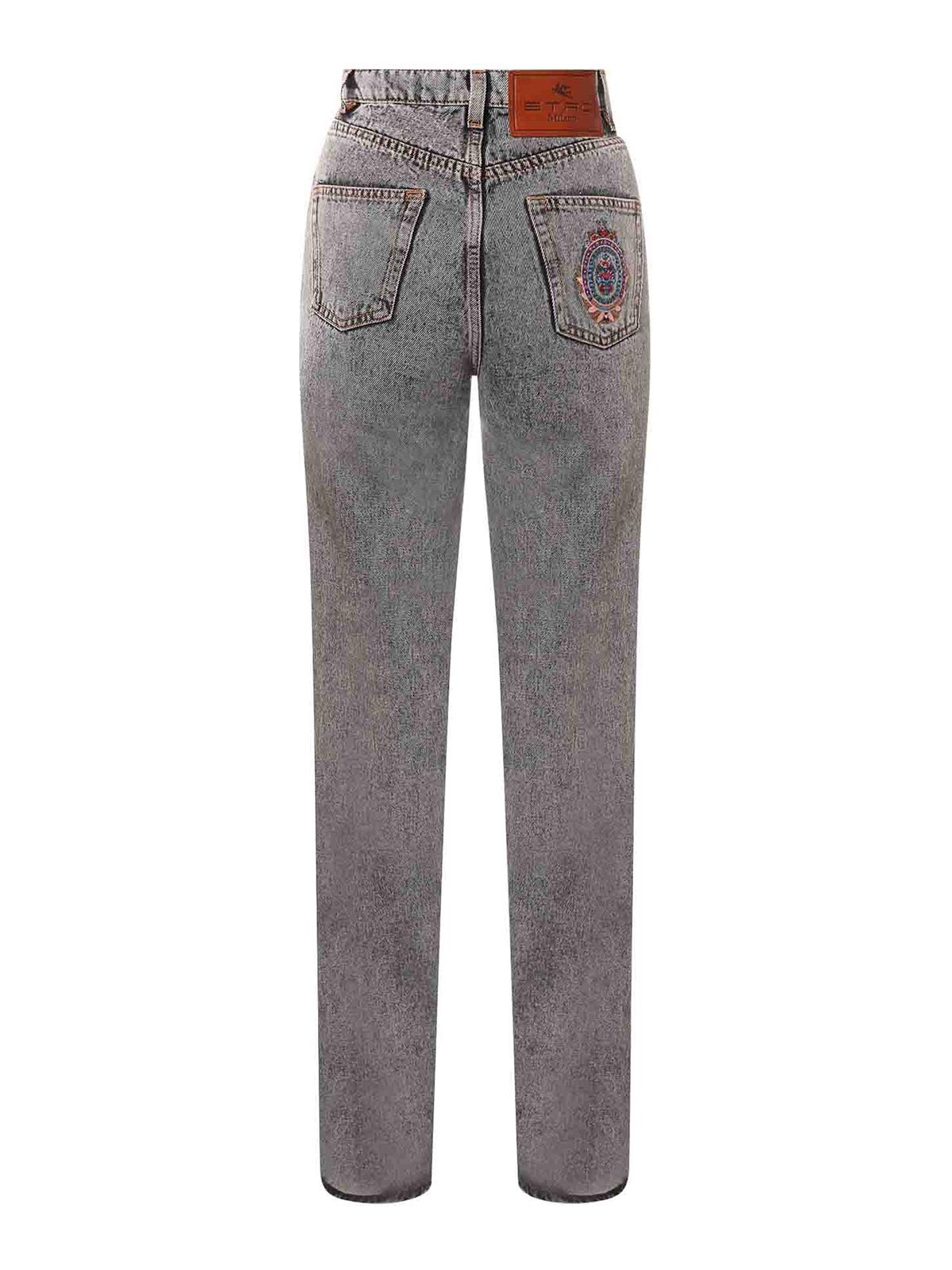 Shop Etro Grey Denim Trouser In Gris