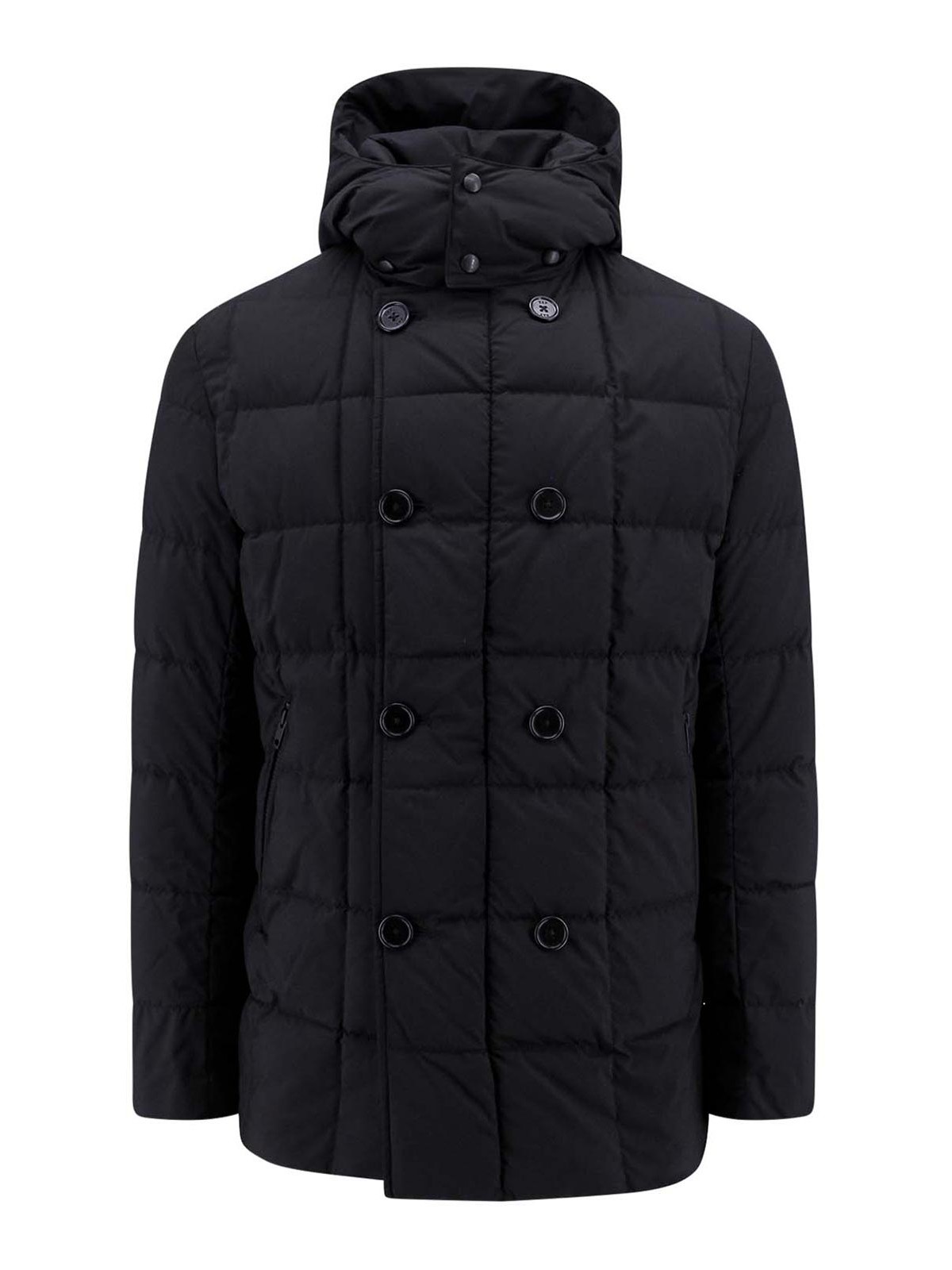 Fay Padded Quilted Nylon Jacket Logo Patch In Black