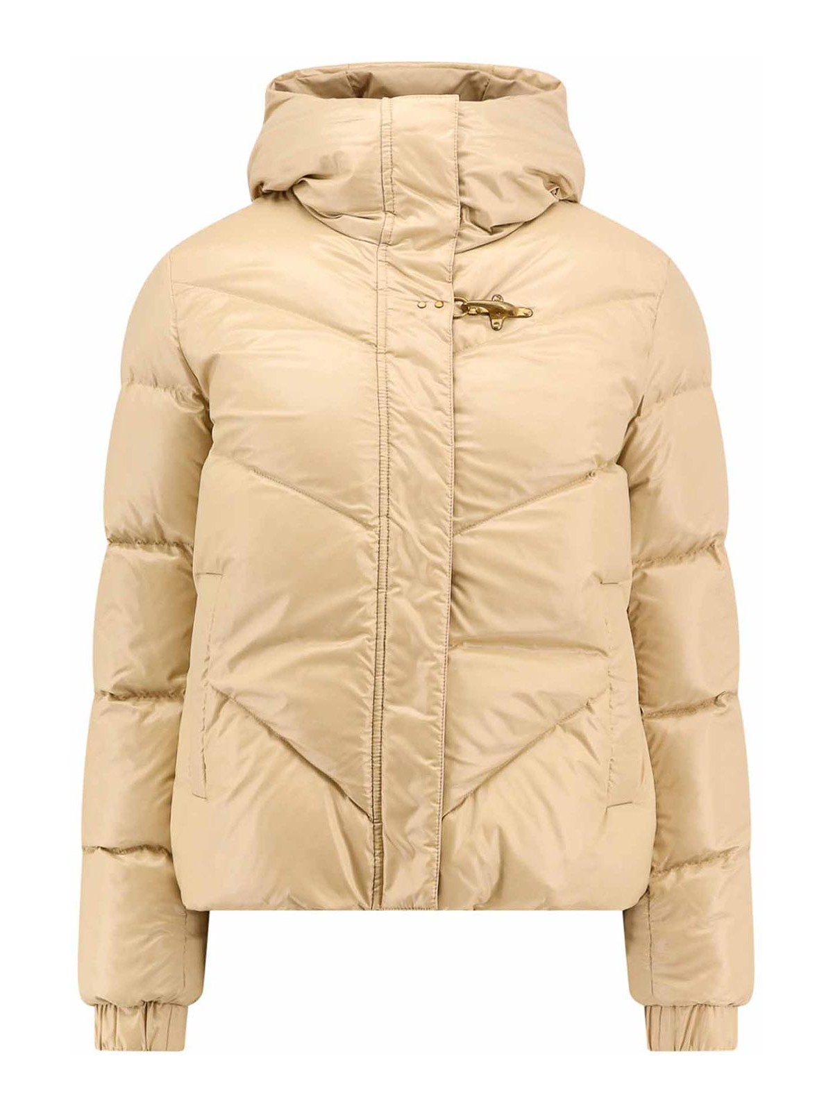 Shop Fay Padded And Quilted Jacket With Metal Hook In Beis