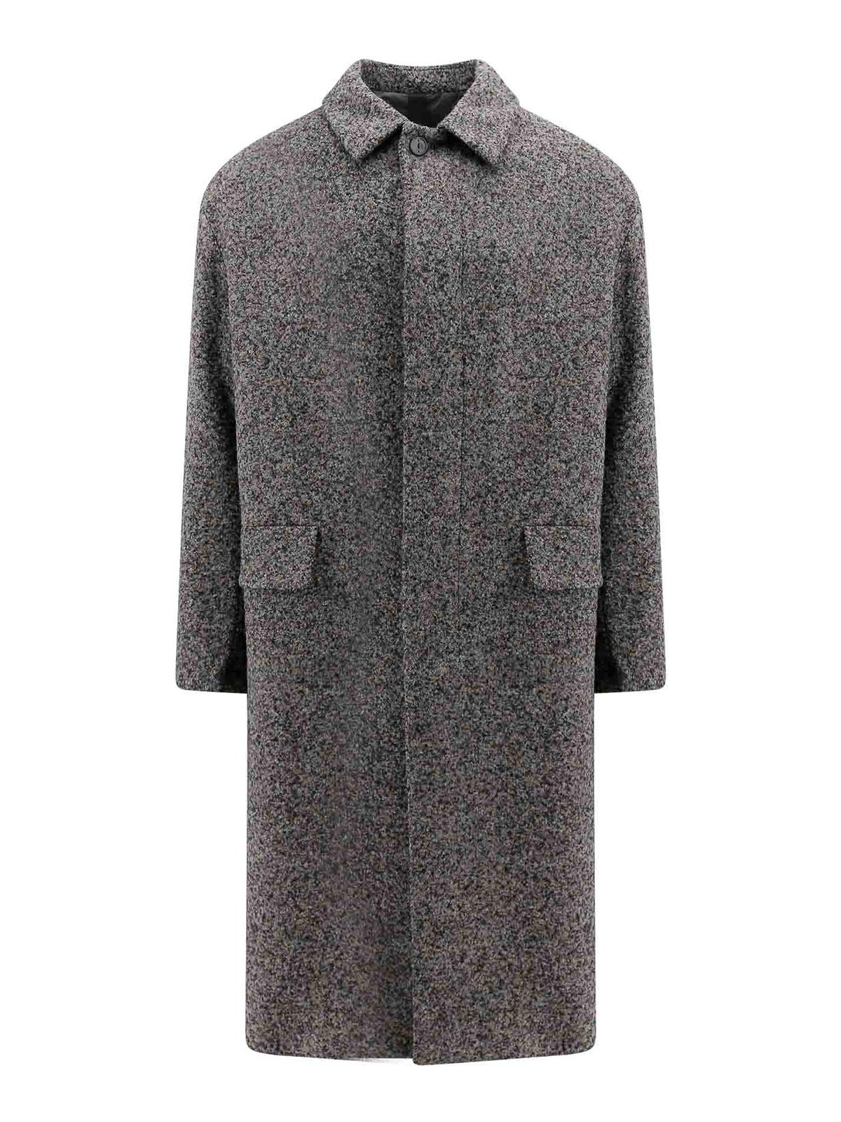 Hevo Virgin Wool Blend Coat With Melange Effect In Gris