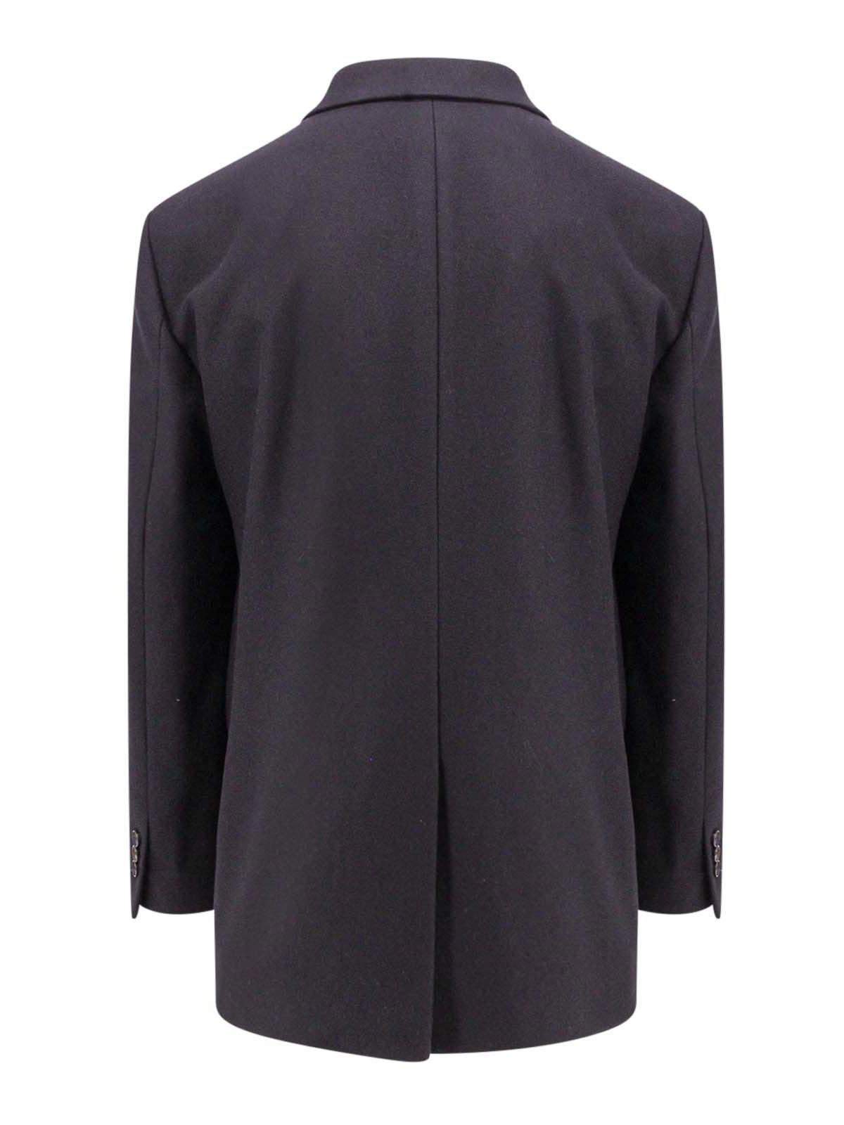 Shop Hevo Double-breasted Virgin Wool Coat In Black