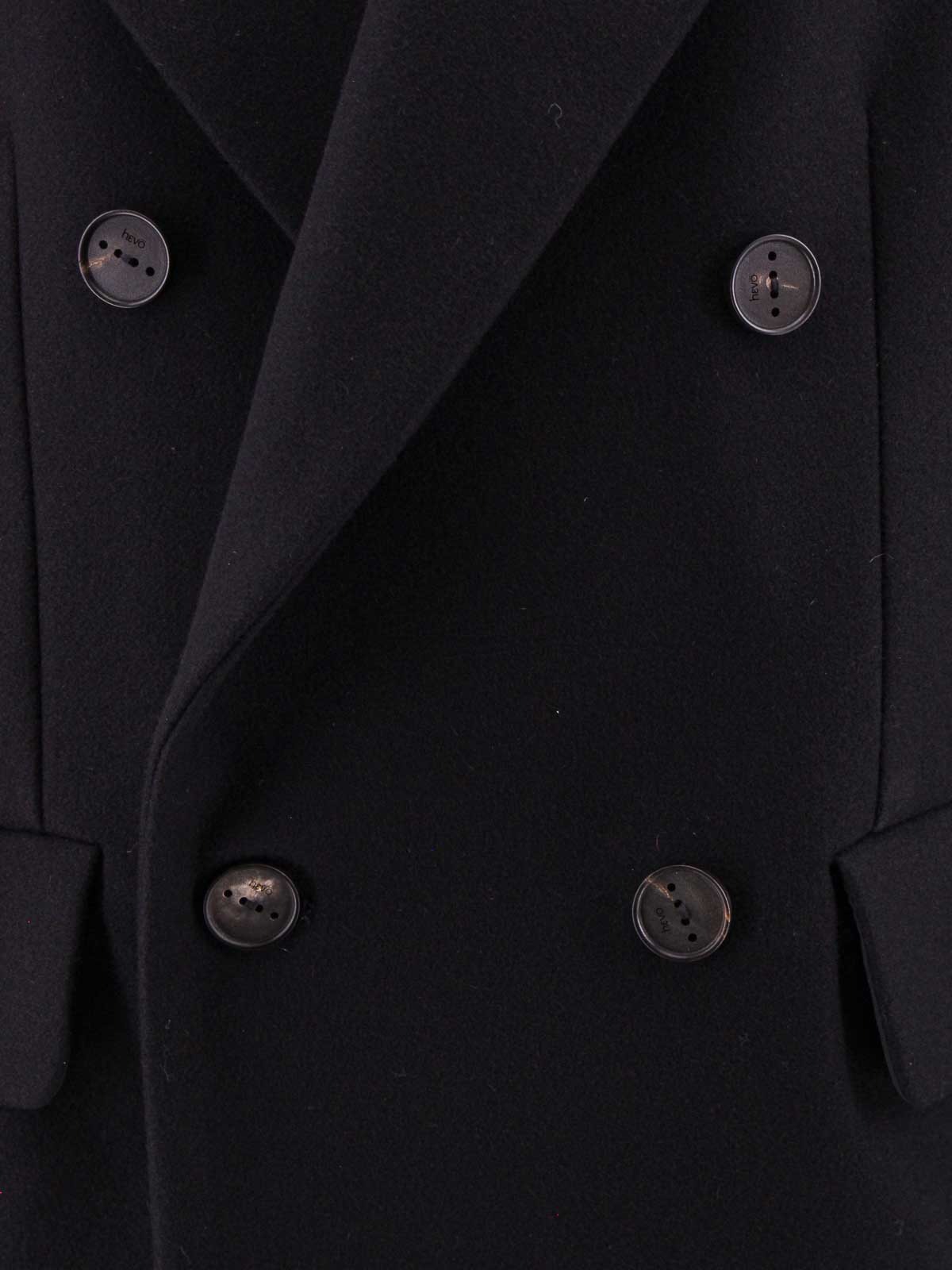 Shop Hevo Double-breasted Virgin Wool Coat In Black