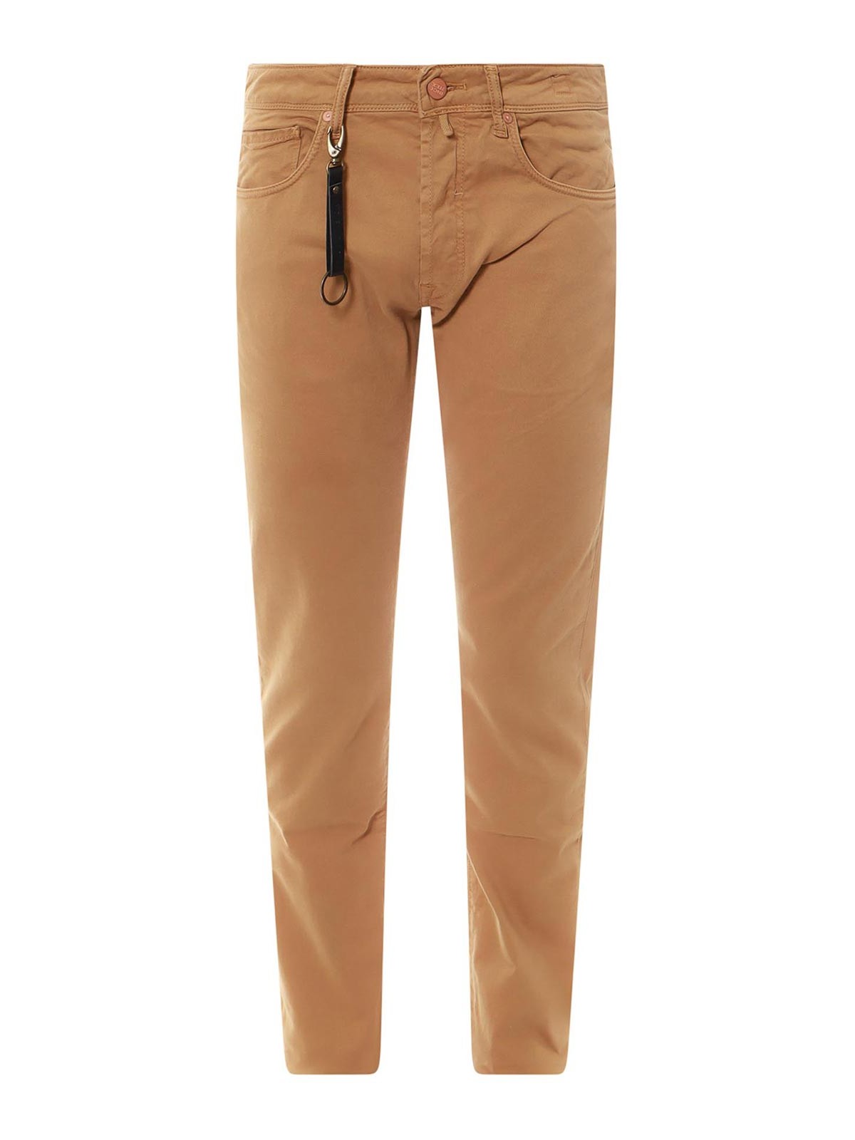 Shop Incotex Logo Stretch Cotton Trousers In Brown