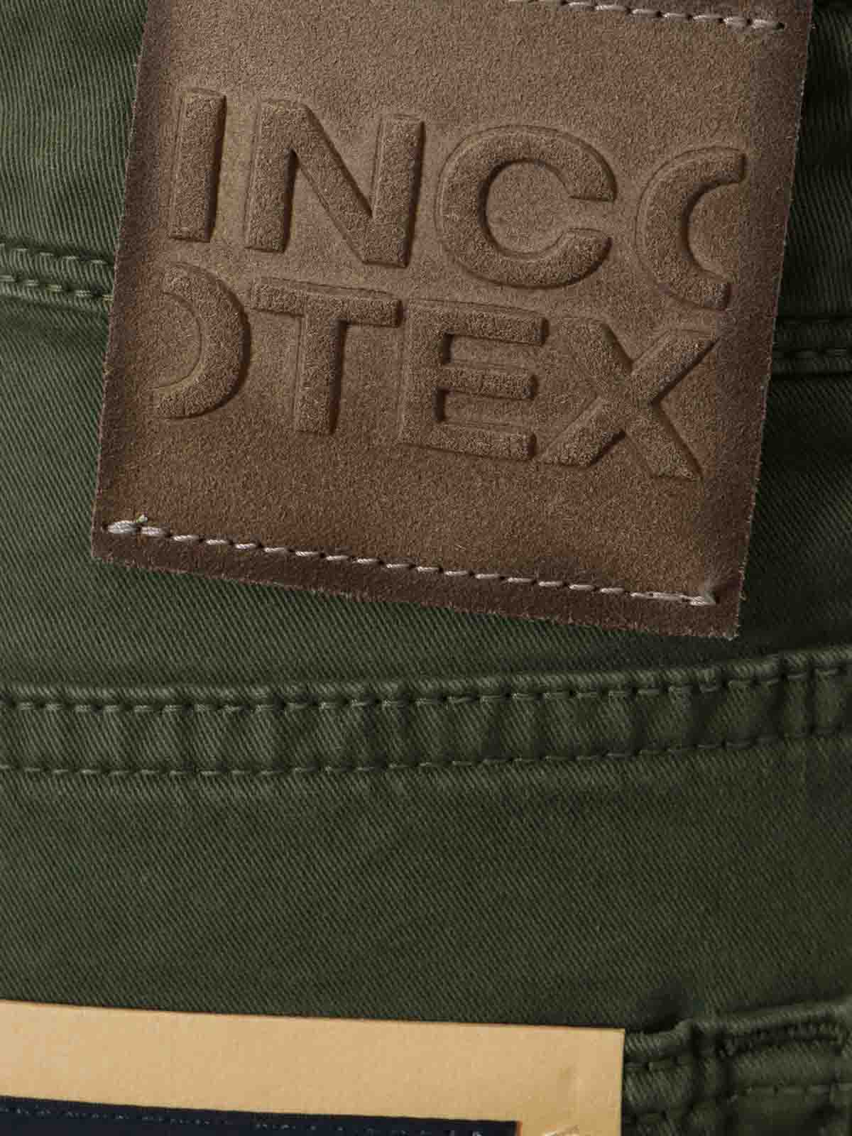 Shop Incotex Logo Stretch Cotton Trousers In Green