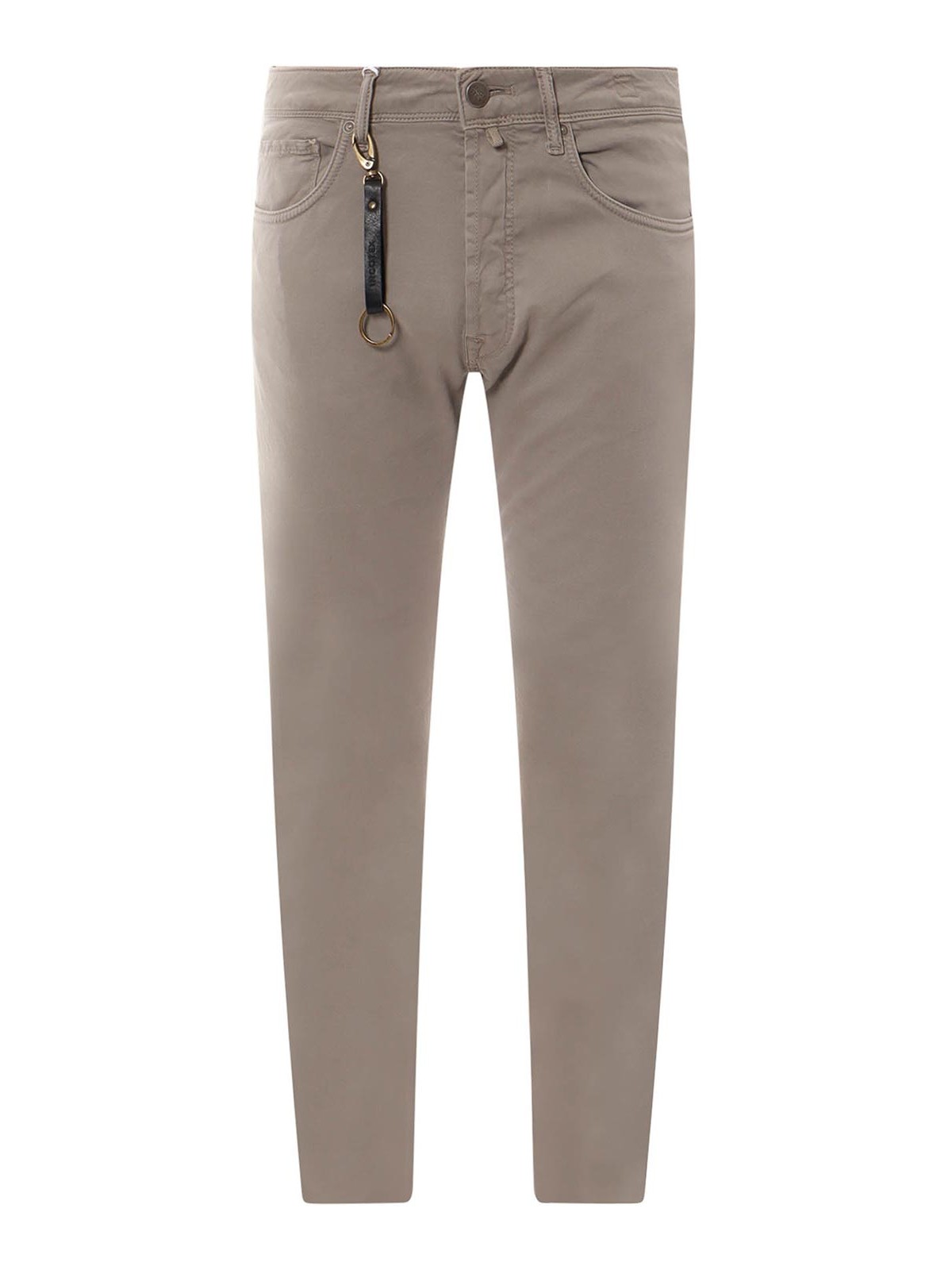 Shop Incotex Logo Stretch Cotton Trousers In Grey