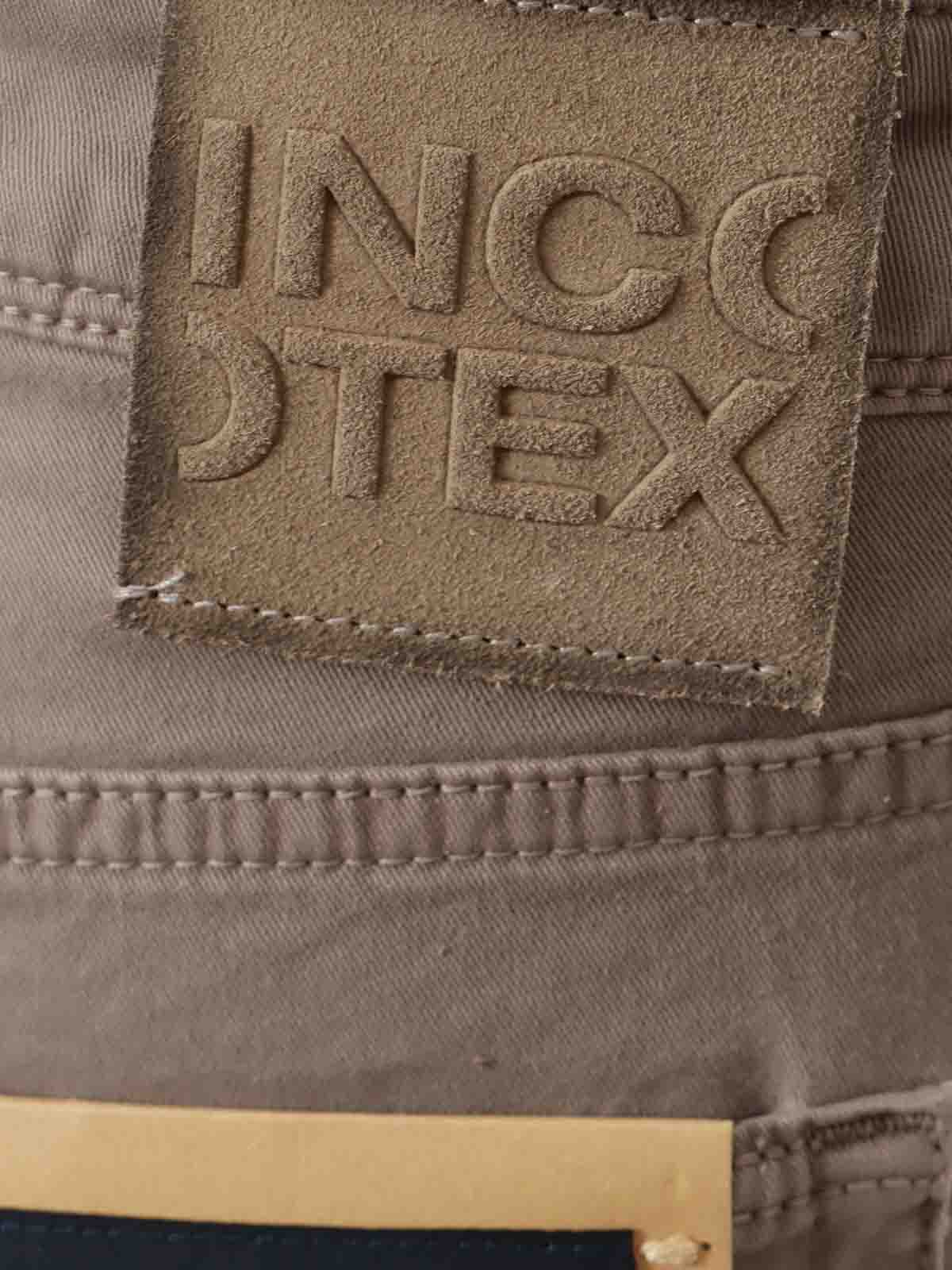 Shop Incotex Logo Stretch Cotton Trousers In Grey