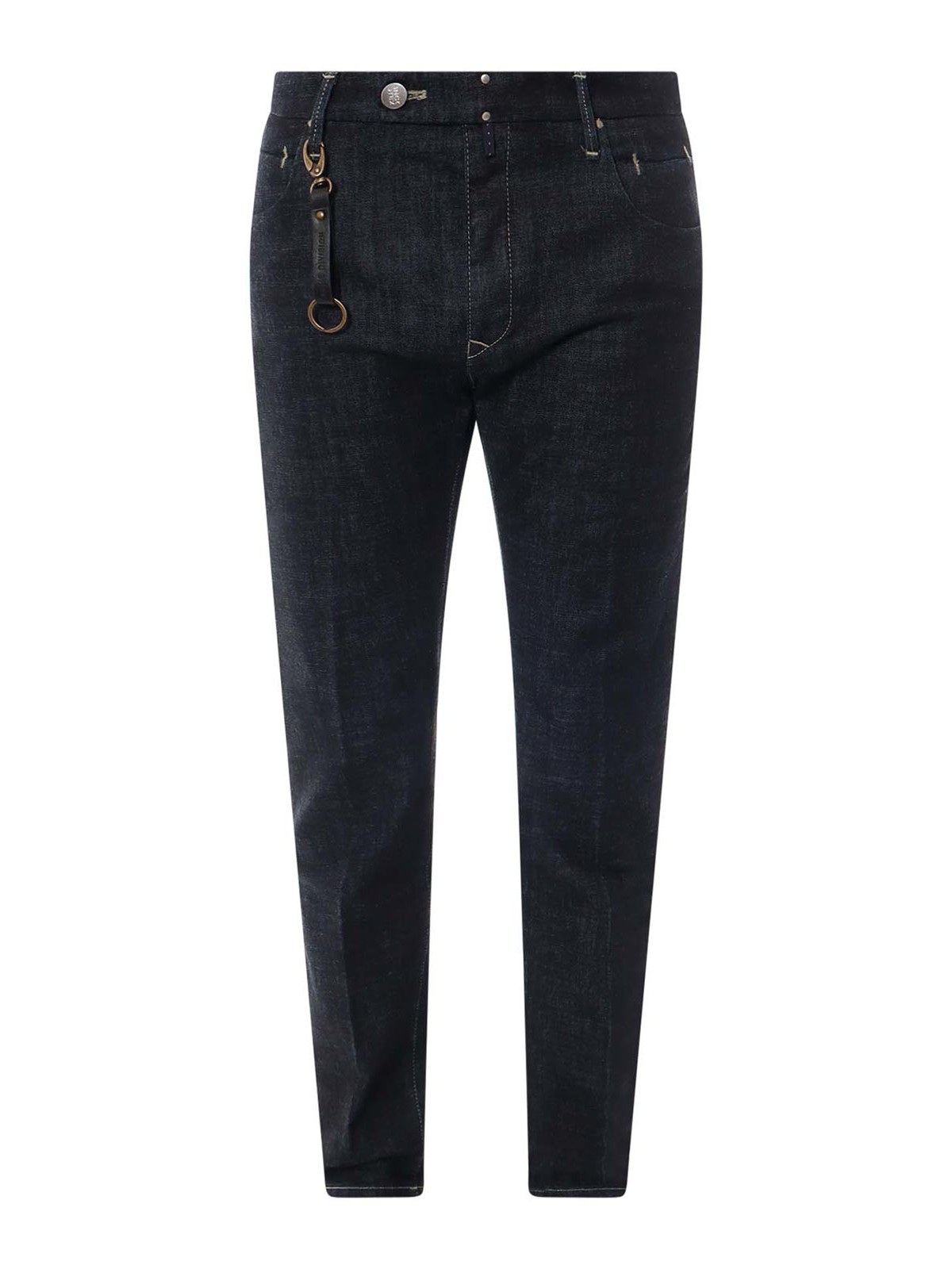 Incotex Stretch Cotton Jeans With Back Logo Patch In Azul