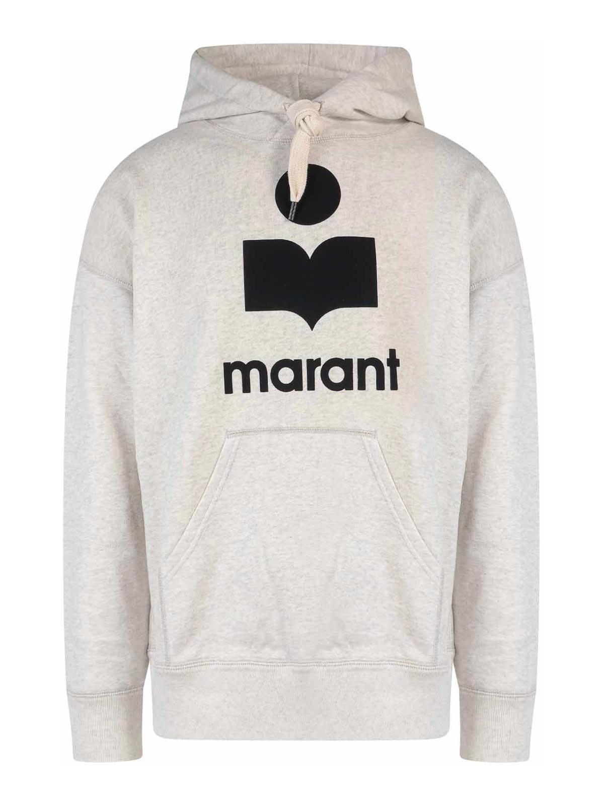 Shop Isabel Marant Cotton Sweatshirt With Flocked Logo In Beige