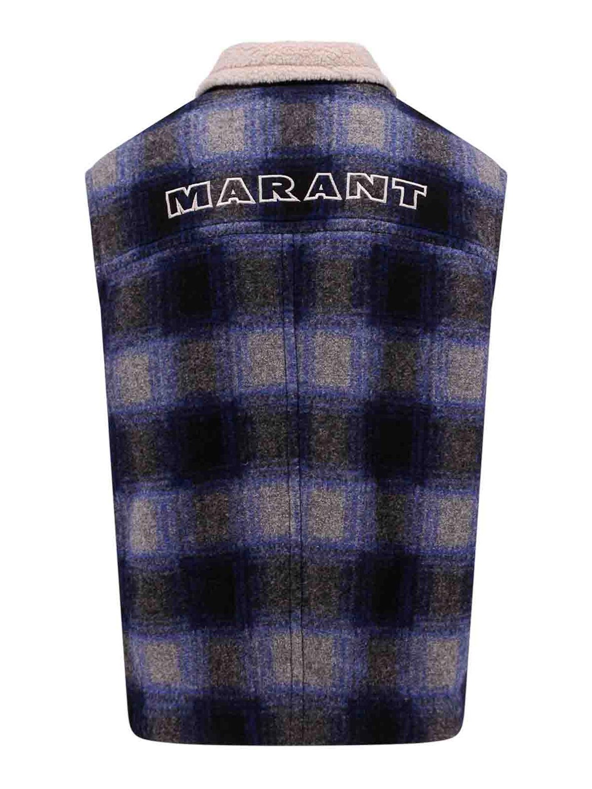 Shop Isabel Marant Sleeveless Jacket With Tartan Motif In Azul